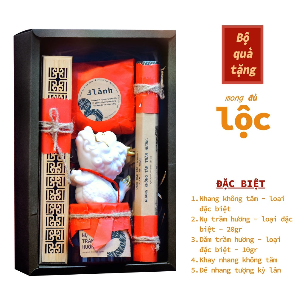 Bộ Quà Tặng Trầm Hương Cao Cấp Lộc 3 Lành Lễ Tết 2024 Giáng Sinh Mong An Yên Tài Lộc Phúc Lành Trang Trí Nhà Cửa - 3 Lanh