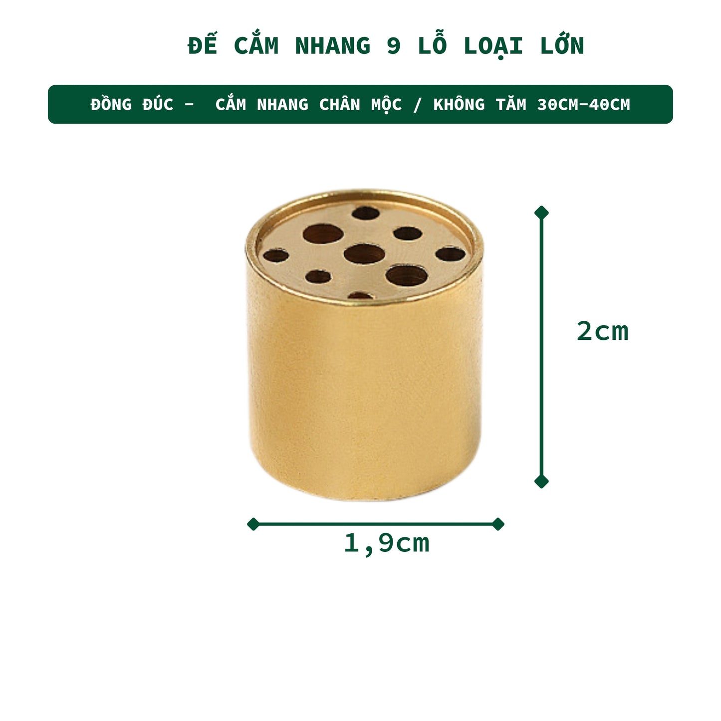 Đế Cắm Nhang Trầm Hương 5-9 Lỗ Bằng Đồng Thau Nguyên Chất Hình Trống Tối Giản Phù Hợp Nhiều Kích Thước Nhang Quà 3.3 - 3 Lanh