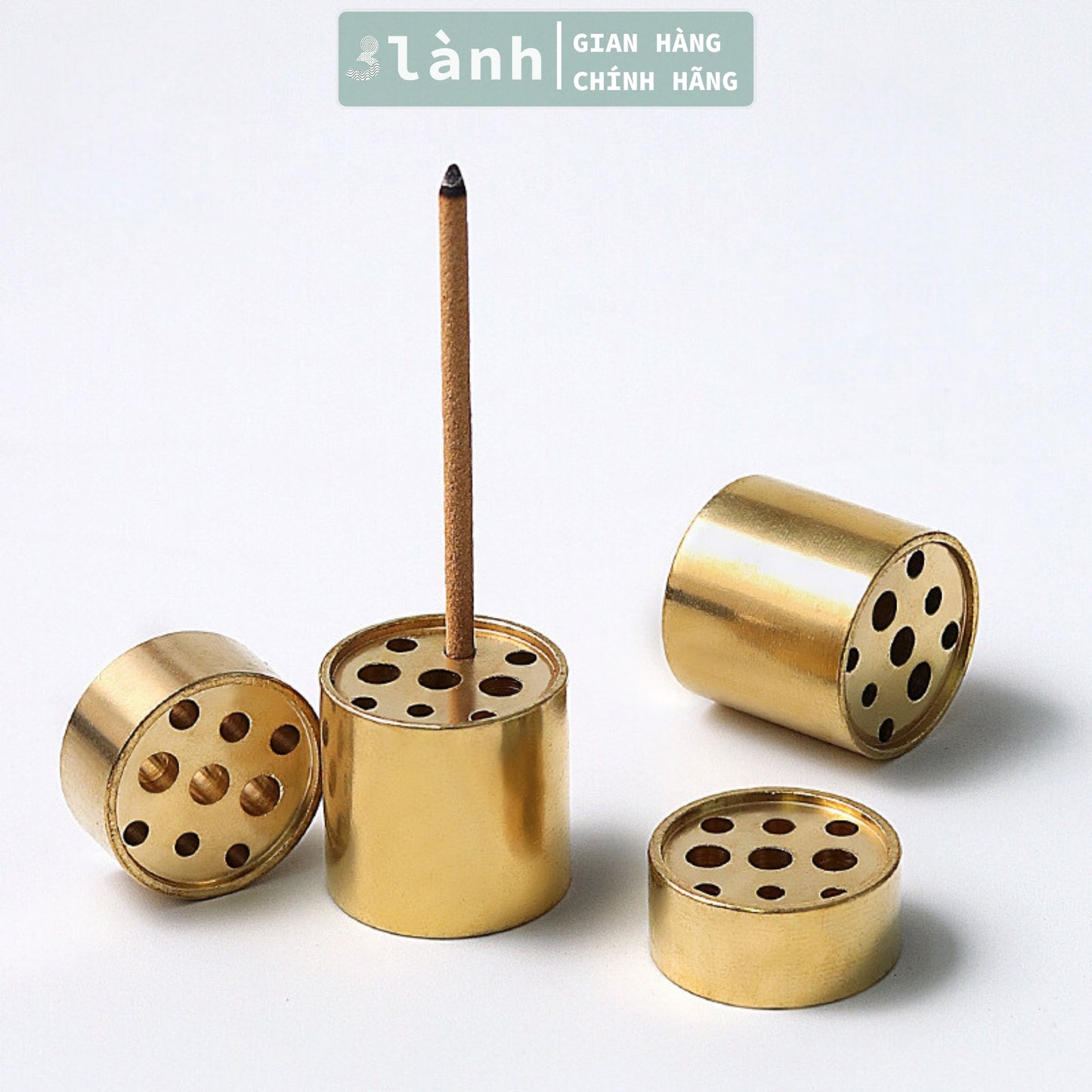 Đế Cắm Nhang Trầm Hương 5-9 Lỗ Bằng Đồng Thau Nguyên Chất Hình Trống Tối Giản Phù Hợp Nhiều Kích Thước Nhang Quà 3.3 - 3 Lanh