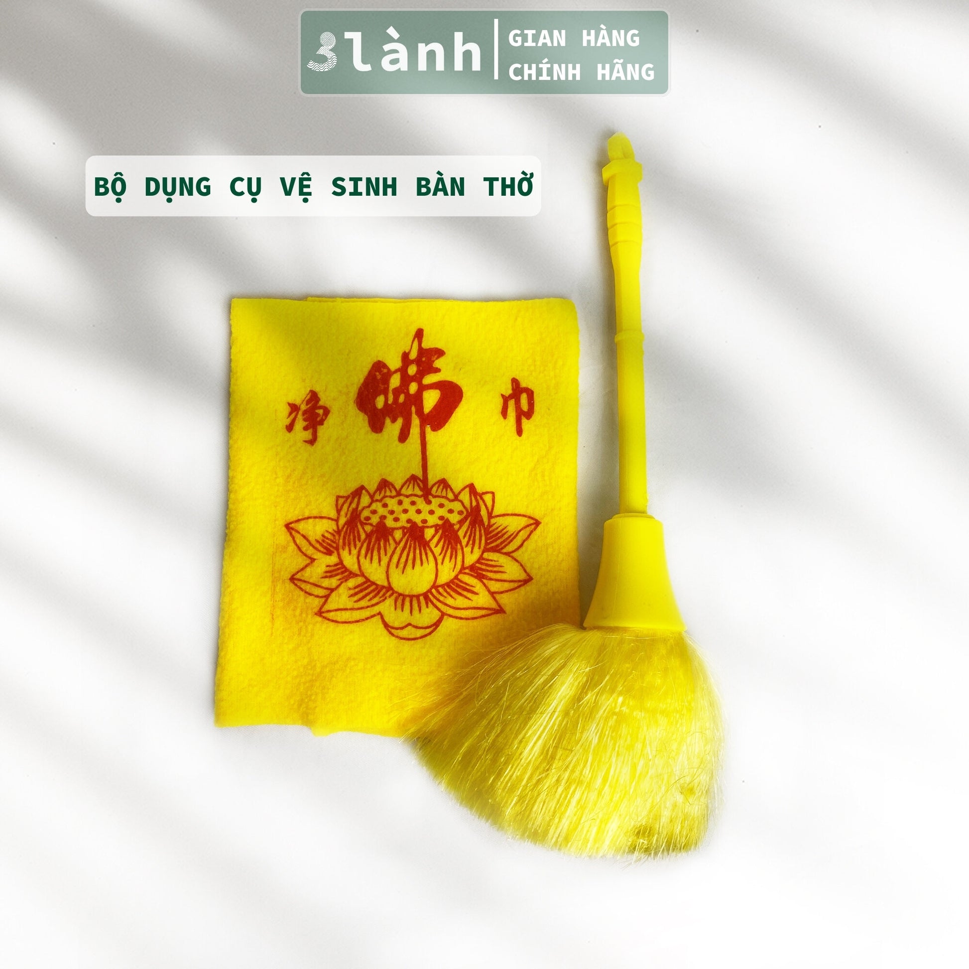 Bộ Vệ Sinh Bàn Thờ Khăn Lau Chổi Quét 3 Lành Dọn Dẹp Bàn Thờ Phật Thổ Địa Thần Tài Gia Tiên Tâm Linh Cuối Năm Quà Tết - 3 Lanh