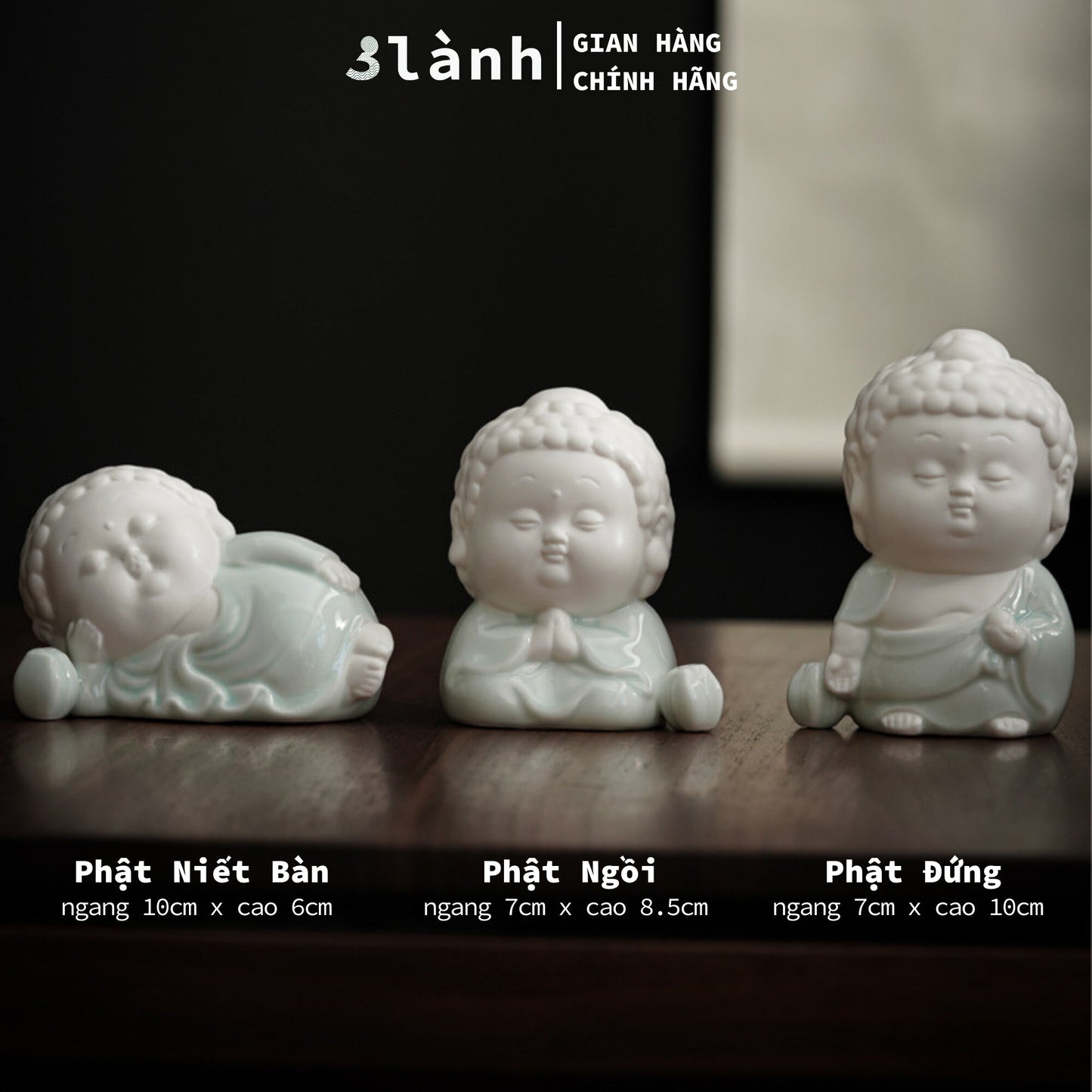 Đế Cắm Nhang Trầm Hương Tượng Phật Gốm Sứ Cao Cấp Dáng Đứng, Nằm, Thiền 3 Lành Trang Trí Tâm Linh Thờ Cúng Quà Tết - 3 Lanh