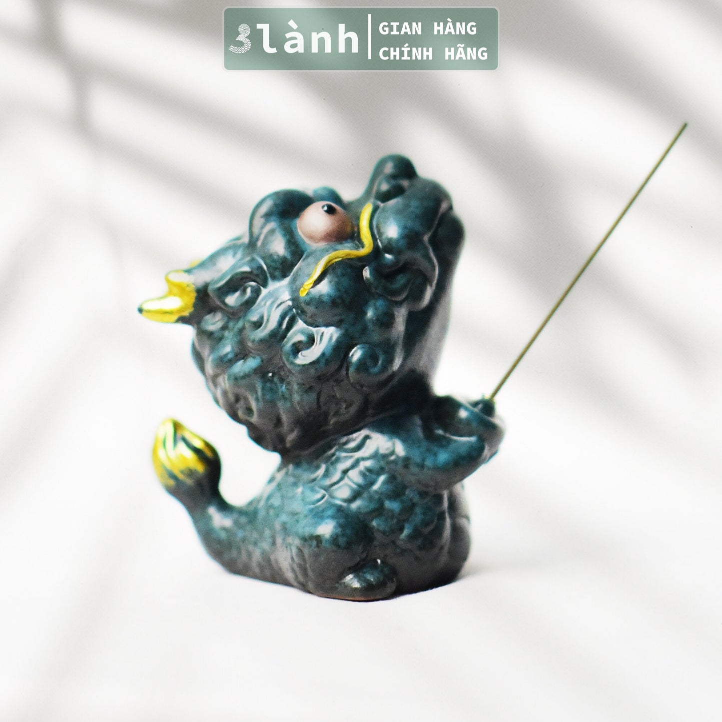 Đế Nhang Trầm Hương Tượng Kỳ Lân Gốm Sứ Cao Cấp Xanh Trắng 3 Lành Trang Trí Tâm Linh Thờ Cúng Thư Giãn Quà Tết - 3 Lanh