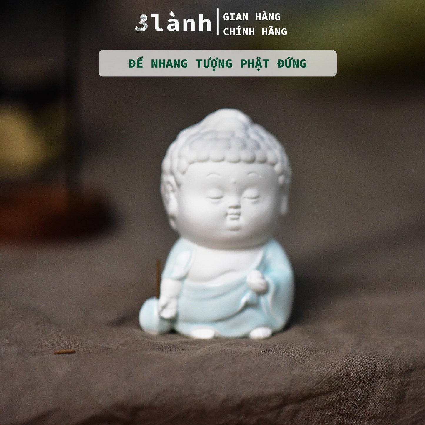 Đế Cắm Nhang Trầm Hương Tượng Phật Gốm Sứ Cao Cấp Dáng Đứng, Nằm, Thiền 3 Lành Trang Trí Tâm Linh Thờ Cúng Quà Tết - 3 Lanh