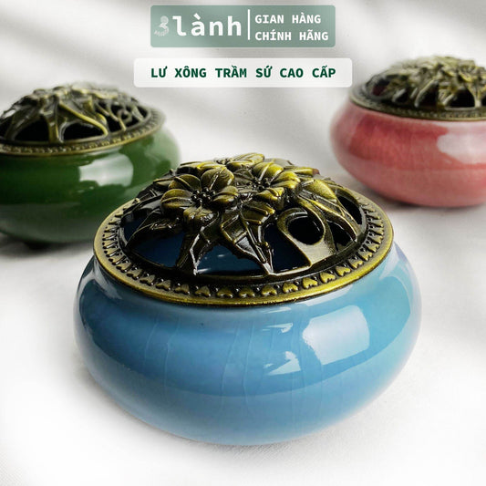 Lư Xông Nhang Trầm Nụ Trầm Hương Bằng Sứ Cao Cấp Cao 7cm Màu Sắc Phong Thủy Trang Trí Nhà Bàn Thờ Dâng Hương Thư Giãn Quà 11.11 - 3 Lanh