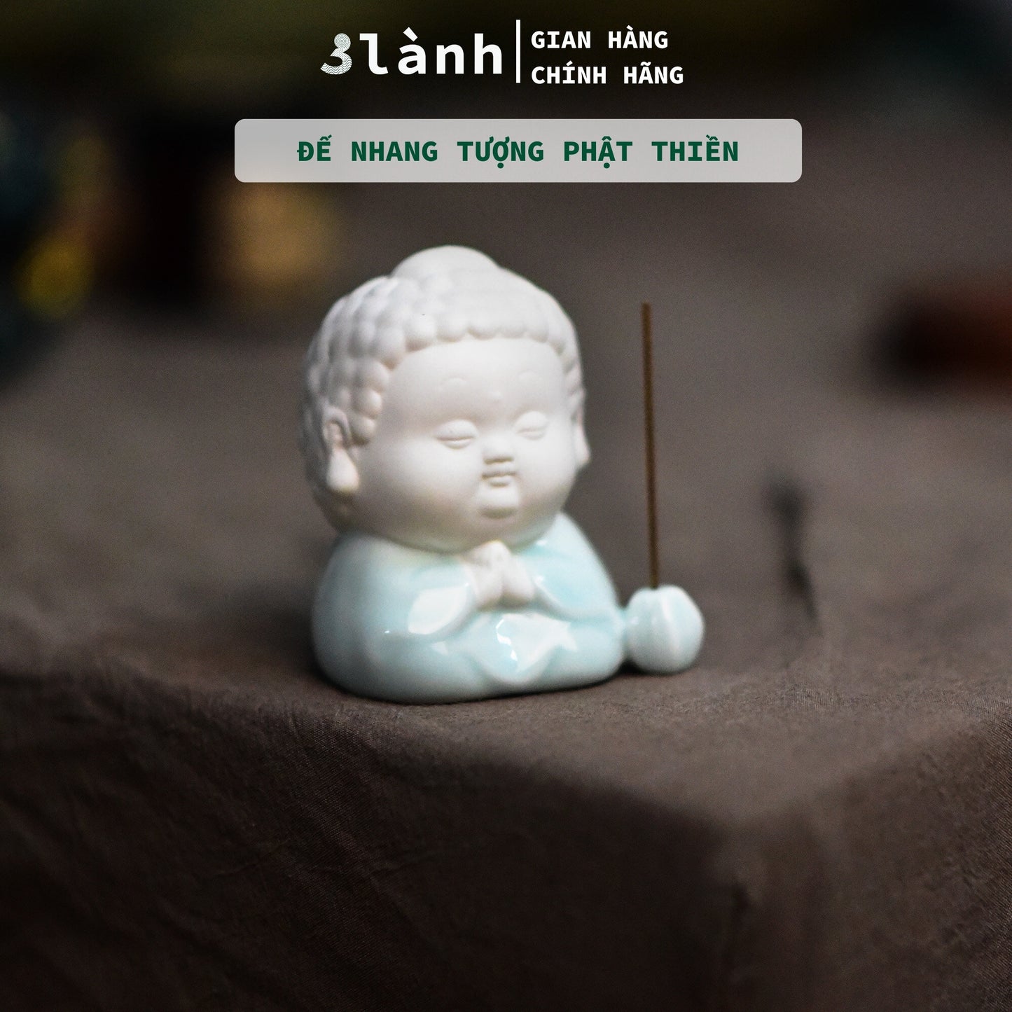 Đế Cắm Nhang Trầm Hương Tượng Phật Gốm Sứ Cao Cấp Dáng Đứng, Nằm, Thiền 3 Lành Trang Trí Tâm Linh Thờ Cúng Quà Tết - 3 Lanh
