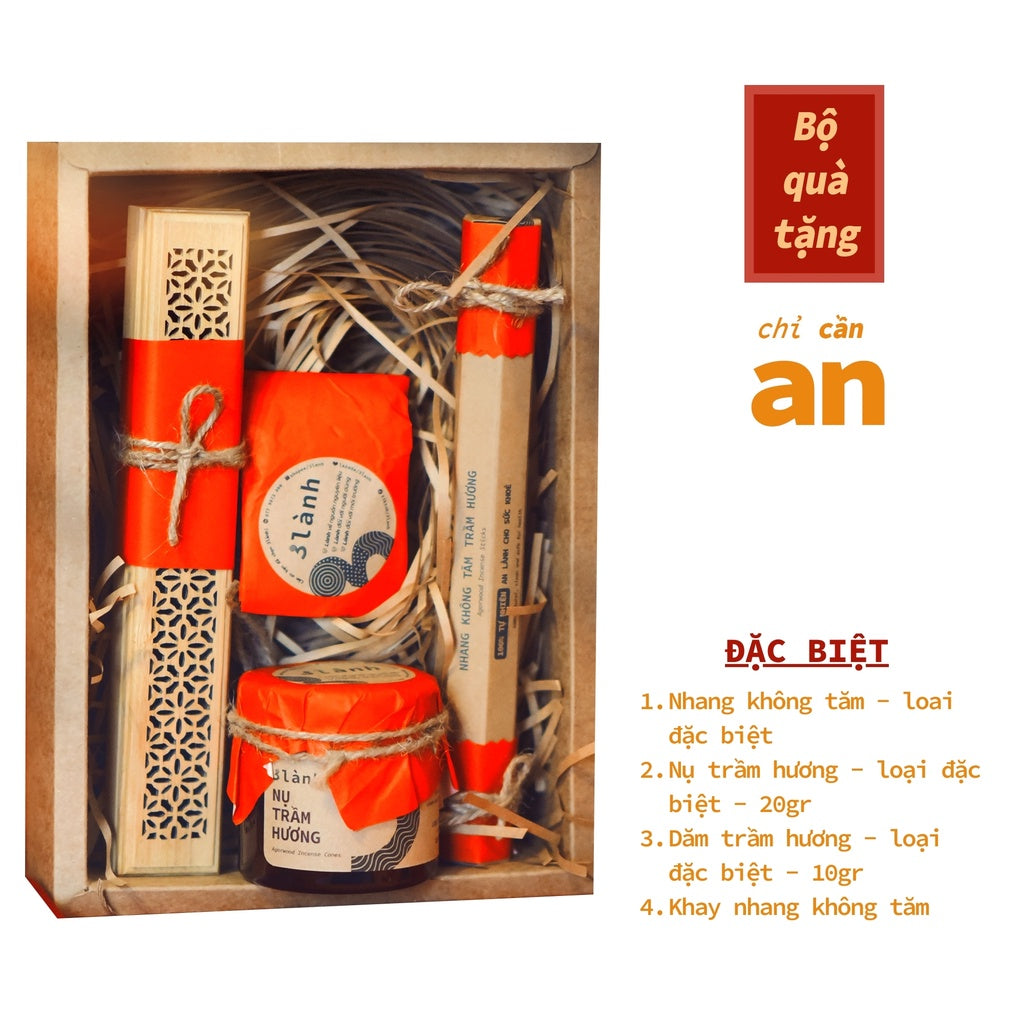 Bộ Quà Tặng Trầm Hương Cao Cấp An 3 Lành Lễ Tết 2024 Giáng Sinh Mong An Yên Tài Lộc Phúc Lành Trang Trí Nhà Cửa - 3 Lanh