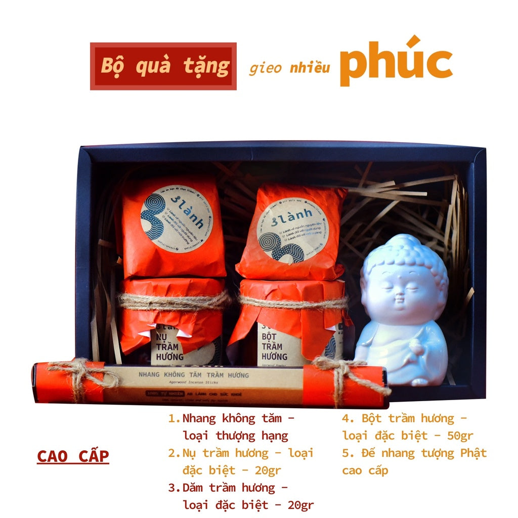 Bộ Quà Tặng Trầm Hương Cao Cấp Phúc 3 Lành Lễ Tết 2024 Giáng Sinh Mong An Yên Tài Lộc Phúc Lành Trang Trí Nhà Cửa - 3 Lanh