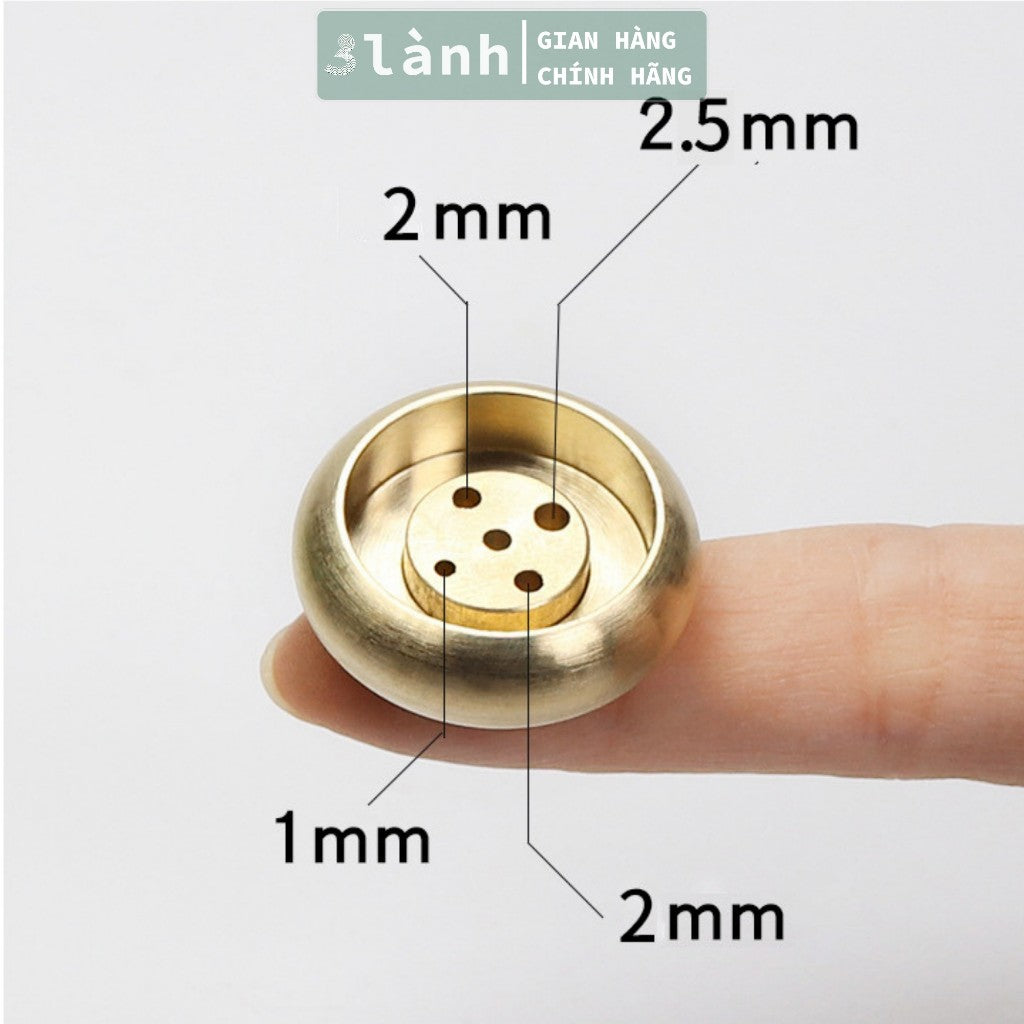 Đế Cắm Nhang Trầm Hương 5-9 Lỗ Bằng Đồng Thau Nguyên Chất Hình Trống Tối Giản Phù Hợp Nhiều Kích Thước Nhang Quà 3.3 - 3 Lanh