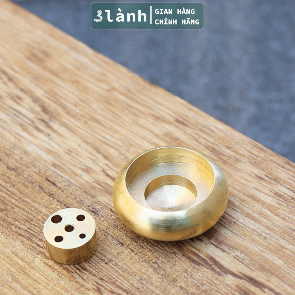 Đế Cắm Nhang Trầm Hương 5-9 Lỗ Bằng Đồng Thau Nguyên Chất Hình Trống Tối Giản Phù Hợp Nhiều Kích Thước Nhang Quà 3.3 - 3 Lanh