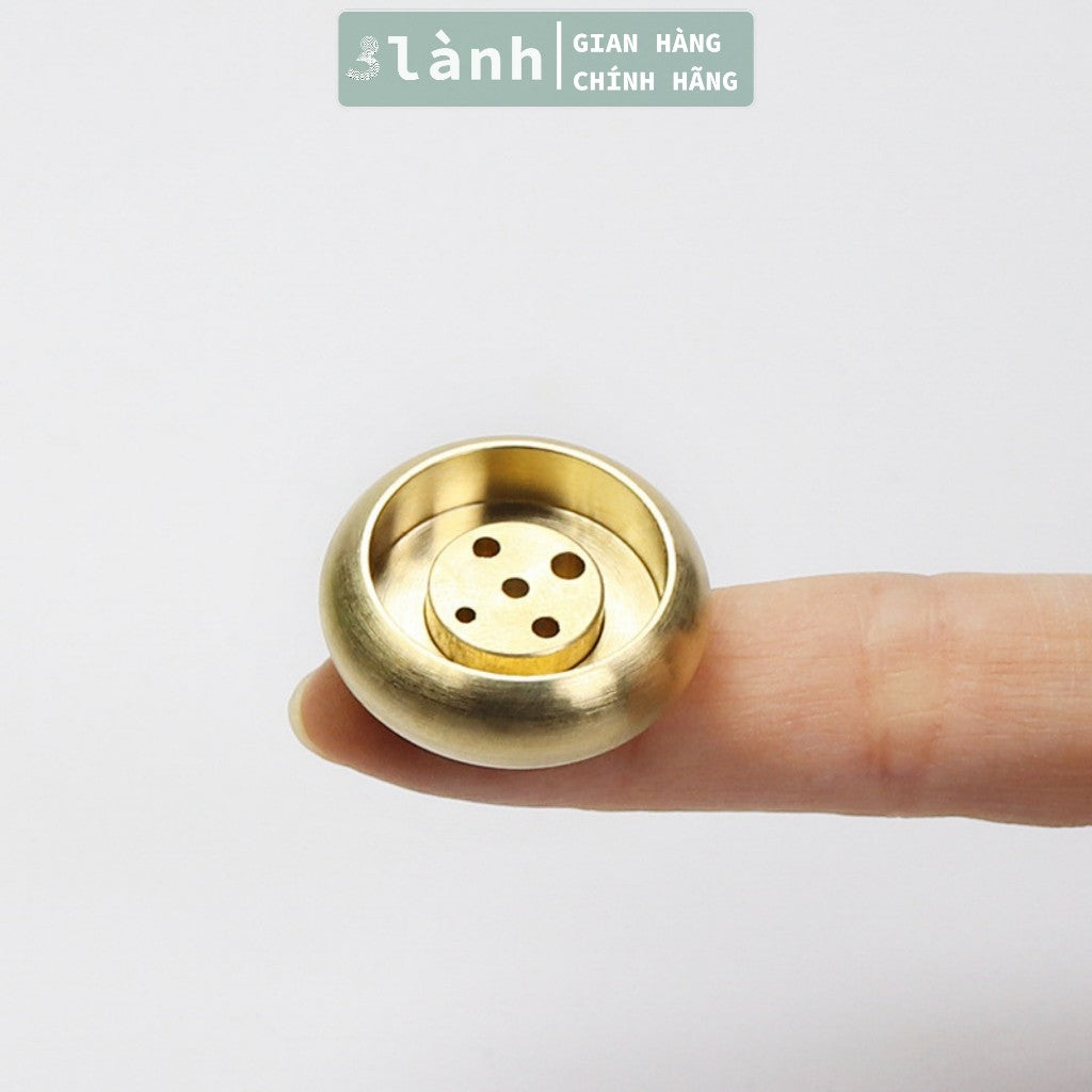 Đế Cắm Nhang Trầm Hương 5-9 Lỗ Bằng Đồng Thau Nguyên Chất Hình Trống Tối Giản Phù Hợp Nhiều Kích Thước Nhang Quà 3.3 - 3 Lanh