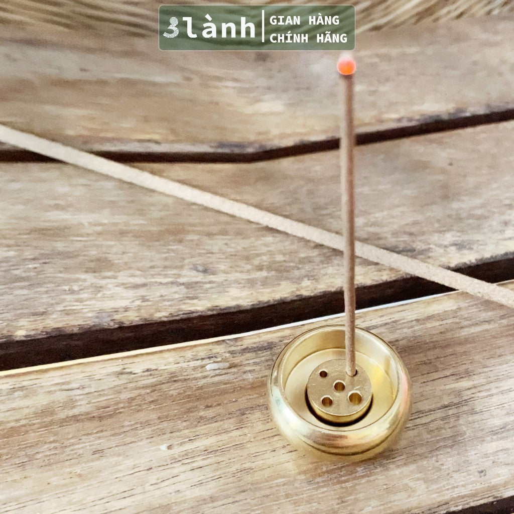 Đế Cắm Nhang Trầm Hương 5-9 Lỗ Bằng Đồng Thau Nguyên Chất Hình Trống Tối Giản Phù Hợp Nhiều Kích Thước Nhang Quà 3.3 - 3 Lanh