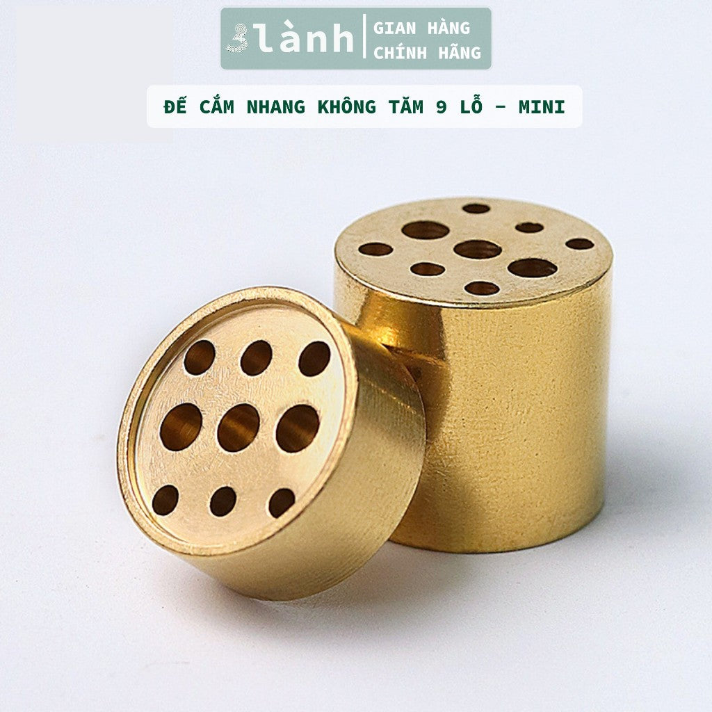 Đế Cắm Nhang Trầm Hương 5-9 Lỗ Bằng Đồng Thau Nguyên Chất Hình Trống Tối Giản Phù Hợp Nhiều Kích Thước Nhang Quà 3.3 - 3 Lanh