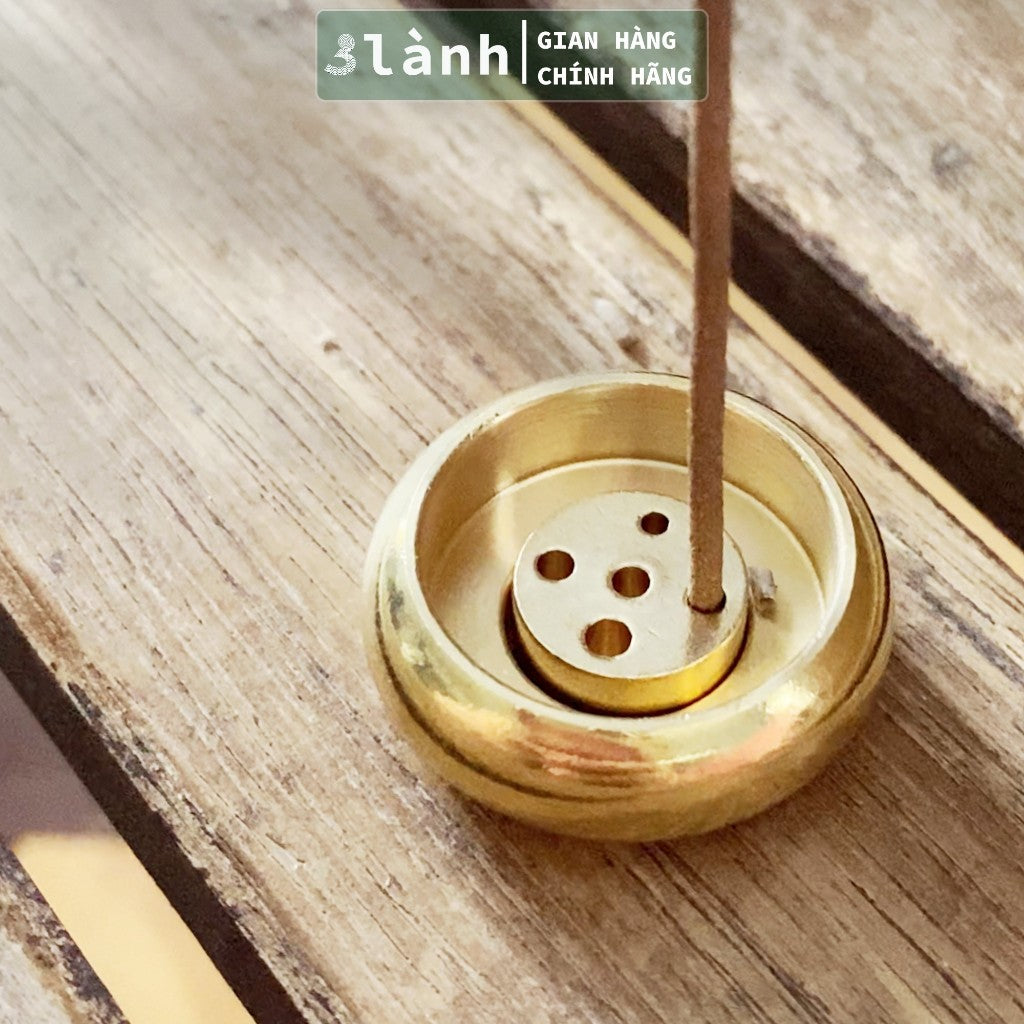 Đế Cắm Nhang Trầm Hương 5-9 Lỗ Bằng Đồng Thau Nguyên Chất Hình Trống Tối Giản Phù Hợp Nhiều Kích Thước Nhang Quà 3.3 - 3 Lanh