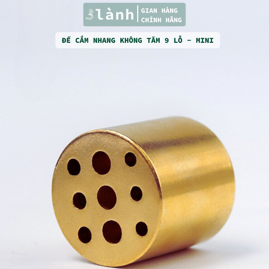 Đế Cắm Nhang Trầm Hương 5-9 Lỗ Bằng Đồng Thau Nguyên Chất Hình Trống Tối Giản Phù Hợp Nhiều Kích Thước Nhang Quà 3.3 - 3 Lanh