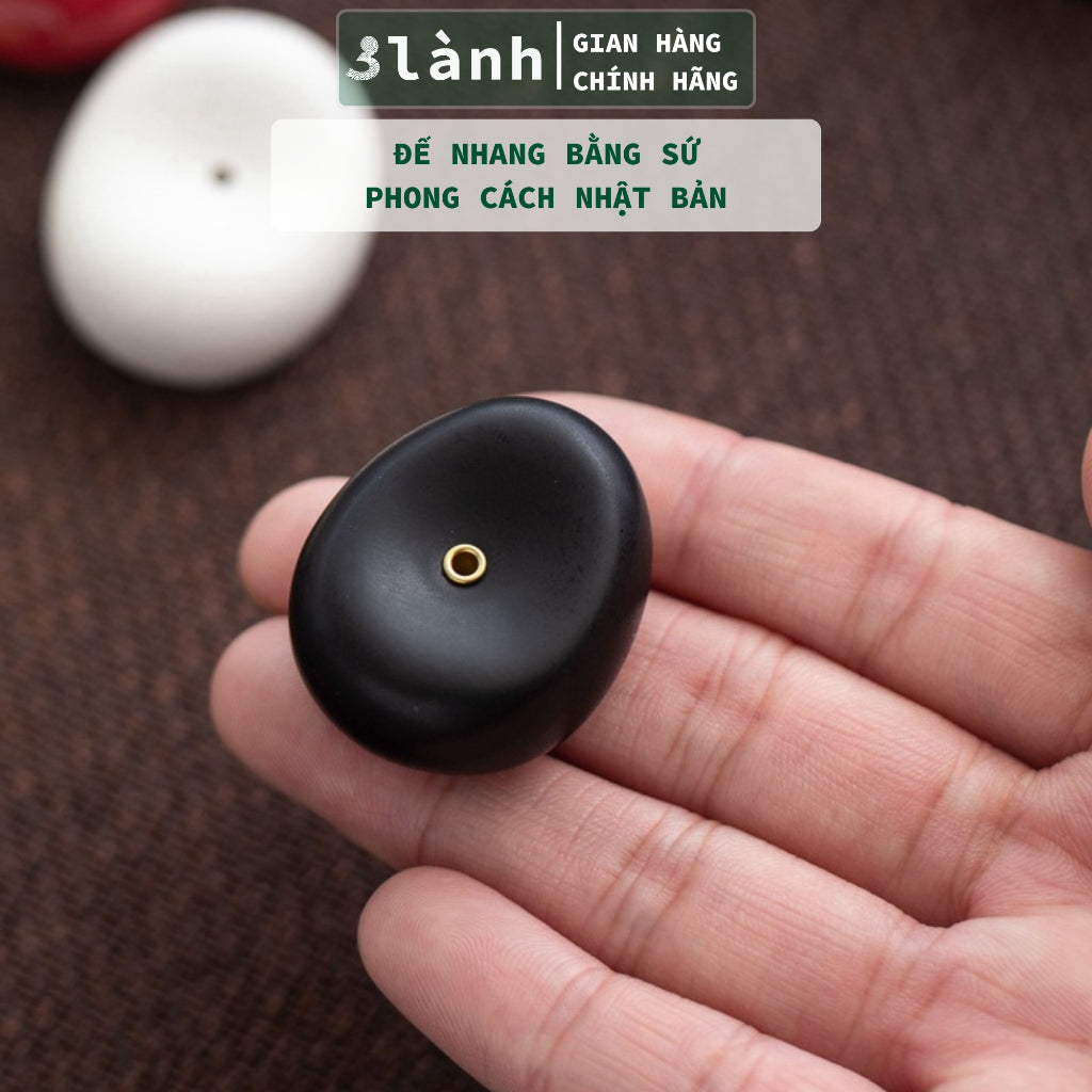 Đế Cắm Nhang Trầm Hương Bằng Gốm Sứ Phong Cách Nhật Bản Dùng Thiền, Yoga Dâng Hương Trang Trí 3 Lành - 3 Lanh