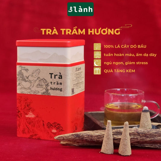 Trà Trầm Hương Dạng Lá Hộp 50gr 3 Lành Hoàn Toàn Từ Lá Dó Bầu Ngủ Ngon Giảm Stress Tốt Sức Khỏe