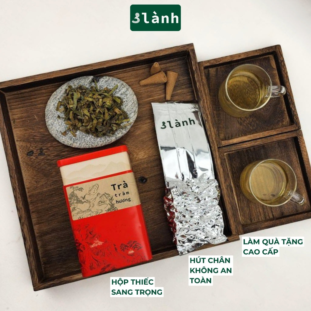 Trà Trầm Hương Dạng Lá Hộp 50gr 3 Lành Hoàn Toàn Từ Lá Dó Bầu Ngủ Ngon Giảm Stress Tốt Sức Khỏe