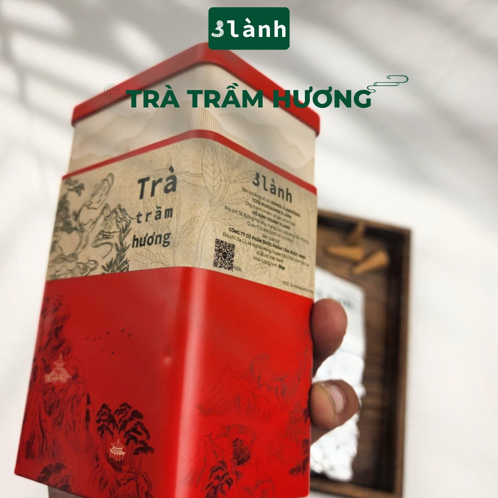 Trà Trầm Hương Dạng Lá Hộp 50gr 3 Lành Hoàn Toàn Từ Lá Dó Bầu Ngủ Ngon Giảm Stress Tốt Sức Khỏe