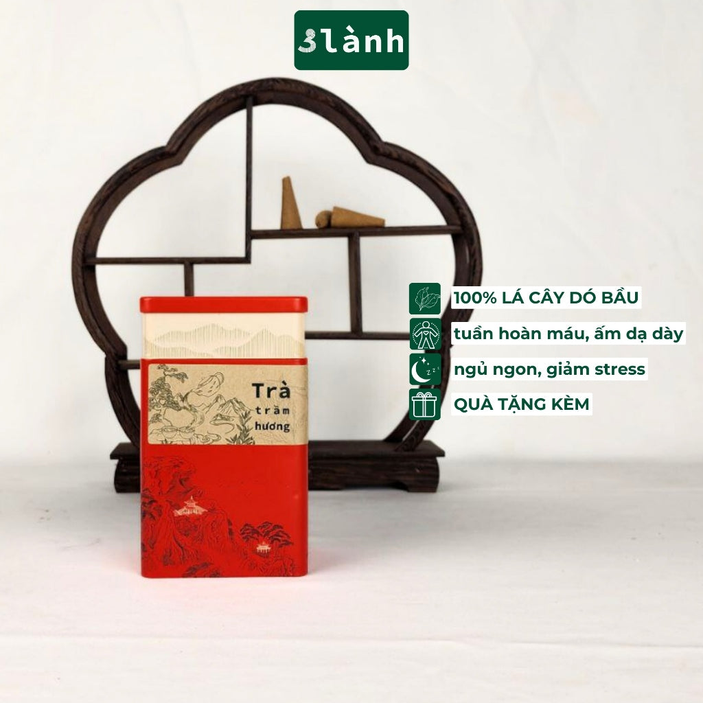 Trà Trầm Hương Dạng Lá Hộp 50gr 3 Lành Hoàn Toàn Từ Lá Dó Bầu Ngủ Ngon Giảm Stress Tốt Sức Khỏe