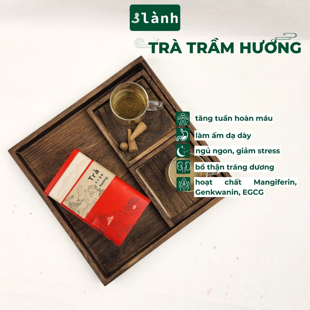 Trà Trầm Hương Dạng Lá Hộp 50gr 3 Lành Hoàn Toàn Từ Lá Dó Bầu Ngủ Ngon Giảm Stress Tốt Sức Khỏe