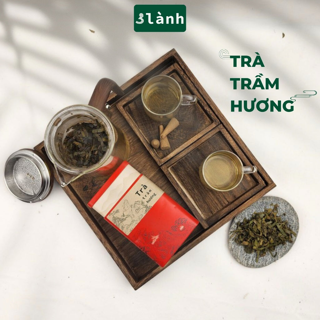 Trà Trầm Hương Dạng Lá Hộp 50gr 3 Lành Hoàn Toàn Từ Lá Dó Bầu Ngủ Ngon Giảm Stress Tốt Sức Khỏe