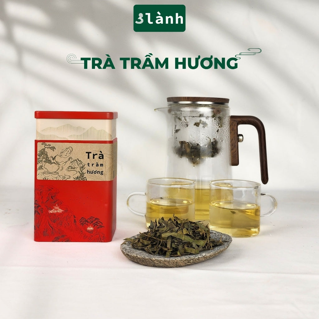 Trà Trầm Hương Dạng Lá Hộp 50gr 3 Lành Hoàn Toàn Từ Lá Dó Bầu Ngủ Ngon Giảm Stress Tốt Sức Khỏe