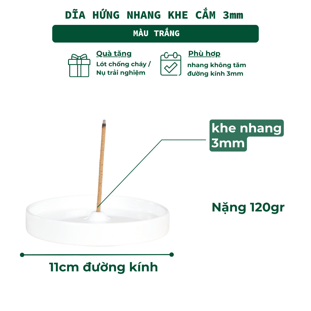 Đĩa Hứng Nhang Thủ Công 3 Lành Bằng Gốm Tối Giản Màu Đối Xứng Phong Cách Thiền Nhật Đựng Tàn Nhang Giữ Sạch Bàn