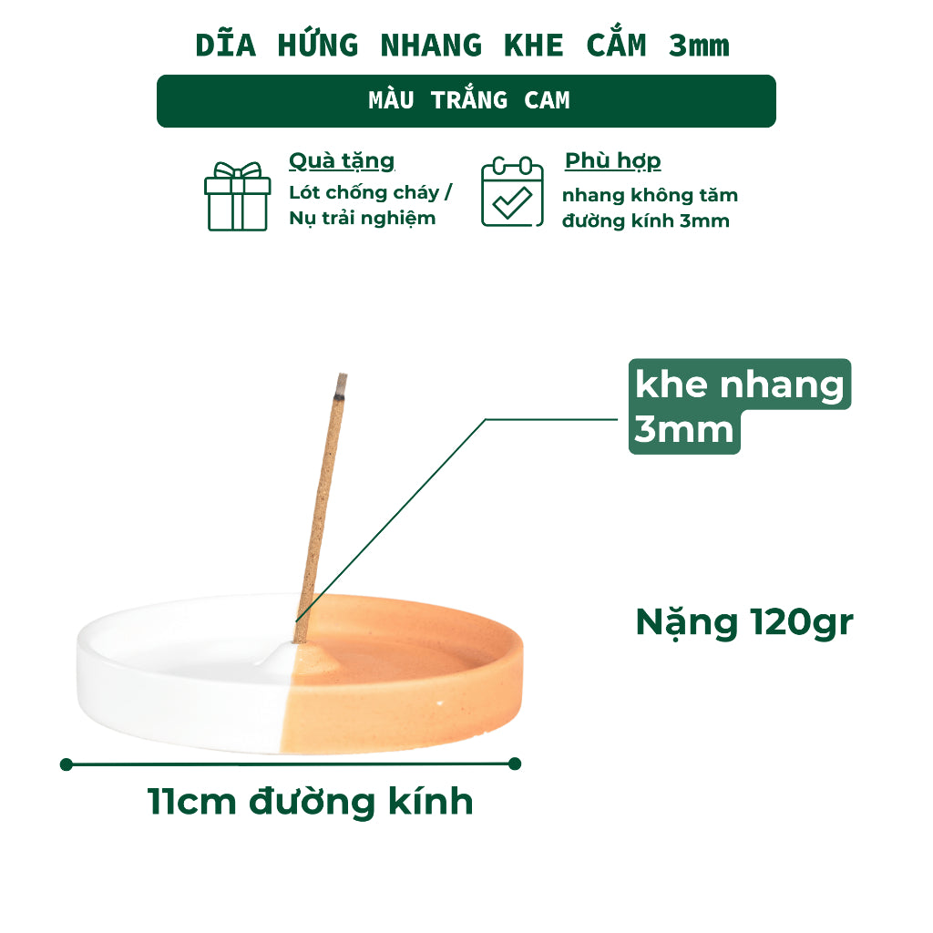Đĩa Hứng Nhang Thủ Công 3 Lành Bằng Gốm Tối Giản Màu Đối Xứng Phong Cách Thiền Nhật Đựng Tàn Nhang Giữ Sạch Bàn