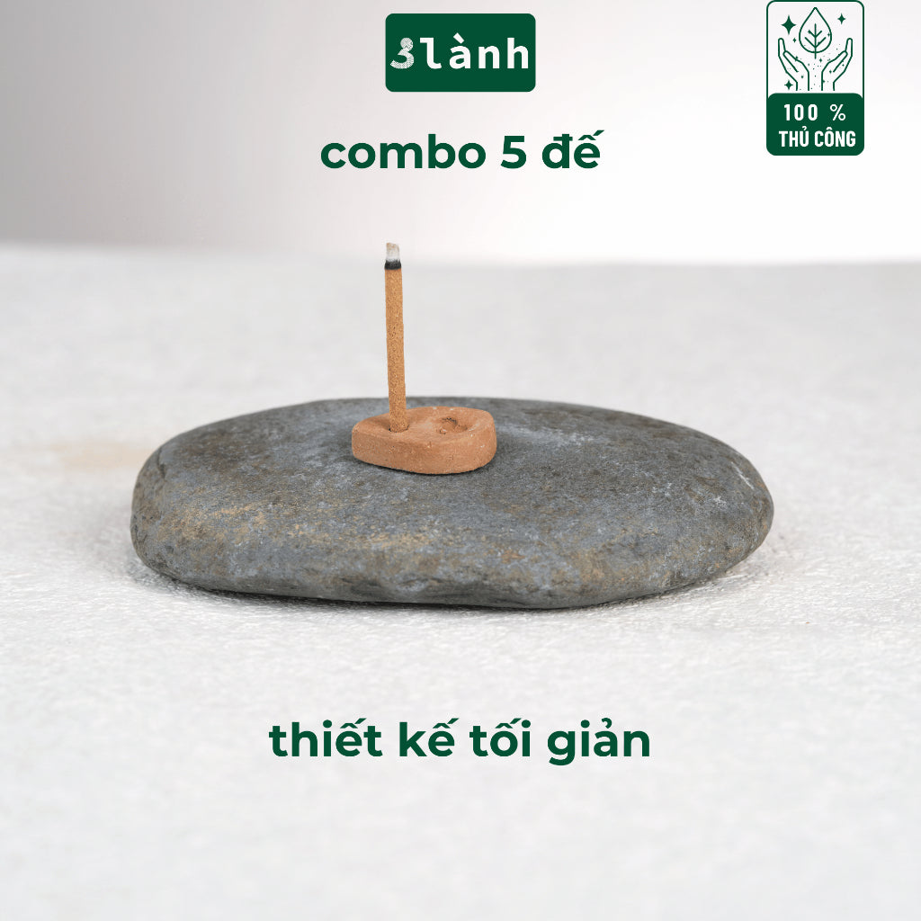 Bộ 5 Đế Cắm Nhang Trầm Hương Nhang Thủ Công Bằng Gốm Đất Sét Thủ Công Khe Nhang 3mm