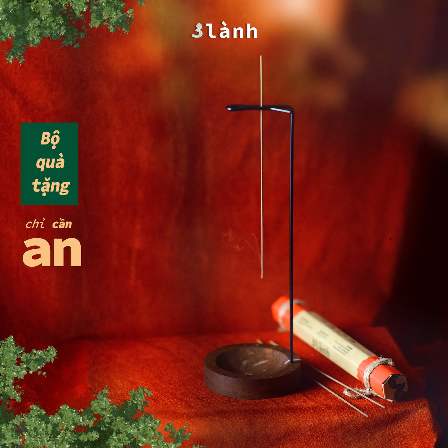 Bộ Quà Tặng Trầm Hương Cao Cấp An 3 Lành Lễ Tết 2024 Giáng Sinh Mong An Yên Tài Lộc Phúc Lành Trang Trí Nhà Cửa - 3 Lanh