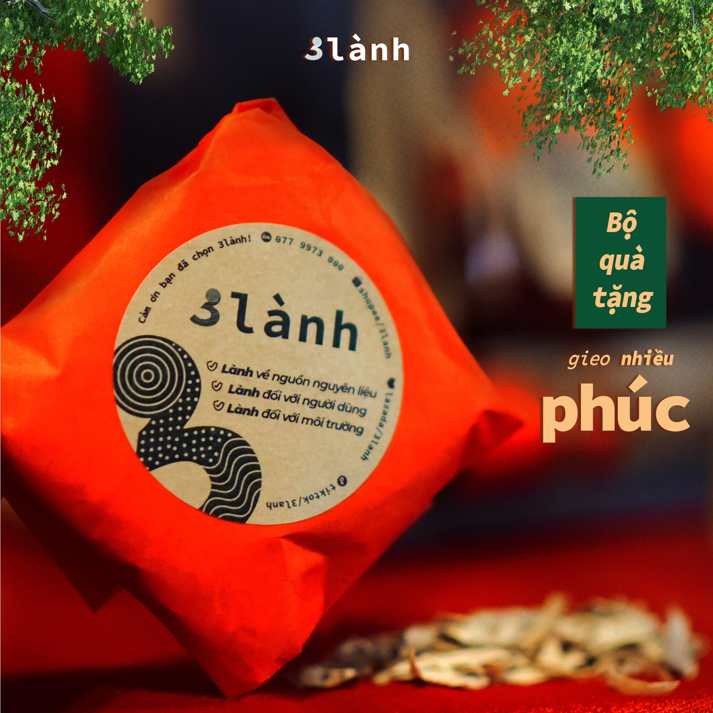 Bộ Quà Tặng Trầm Hương Cao Cấp Phúc 3 Lành Lễ Tết 2024 Giáng Sinh Mong An Yên Tài Lộc Phúc Lành Trang Trí Nhà Cửa - 3 Lanh