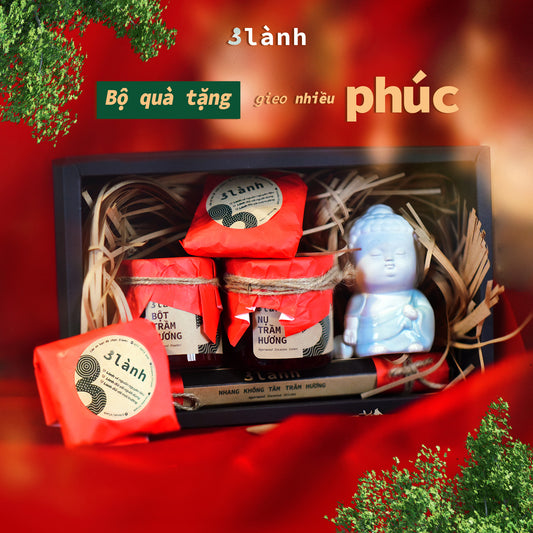 Bộ Quà Tặng Trầm Hương Cao Cấp Phúc 3 Lành Lễ Tết 2024 Giáng Sinh Mong An Yên Tài Lộc Phúc Lành Tr