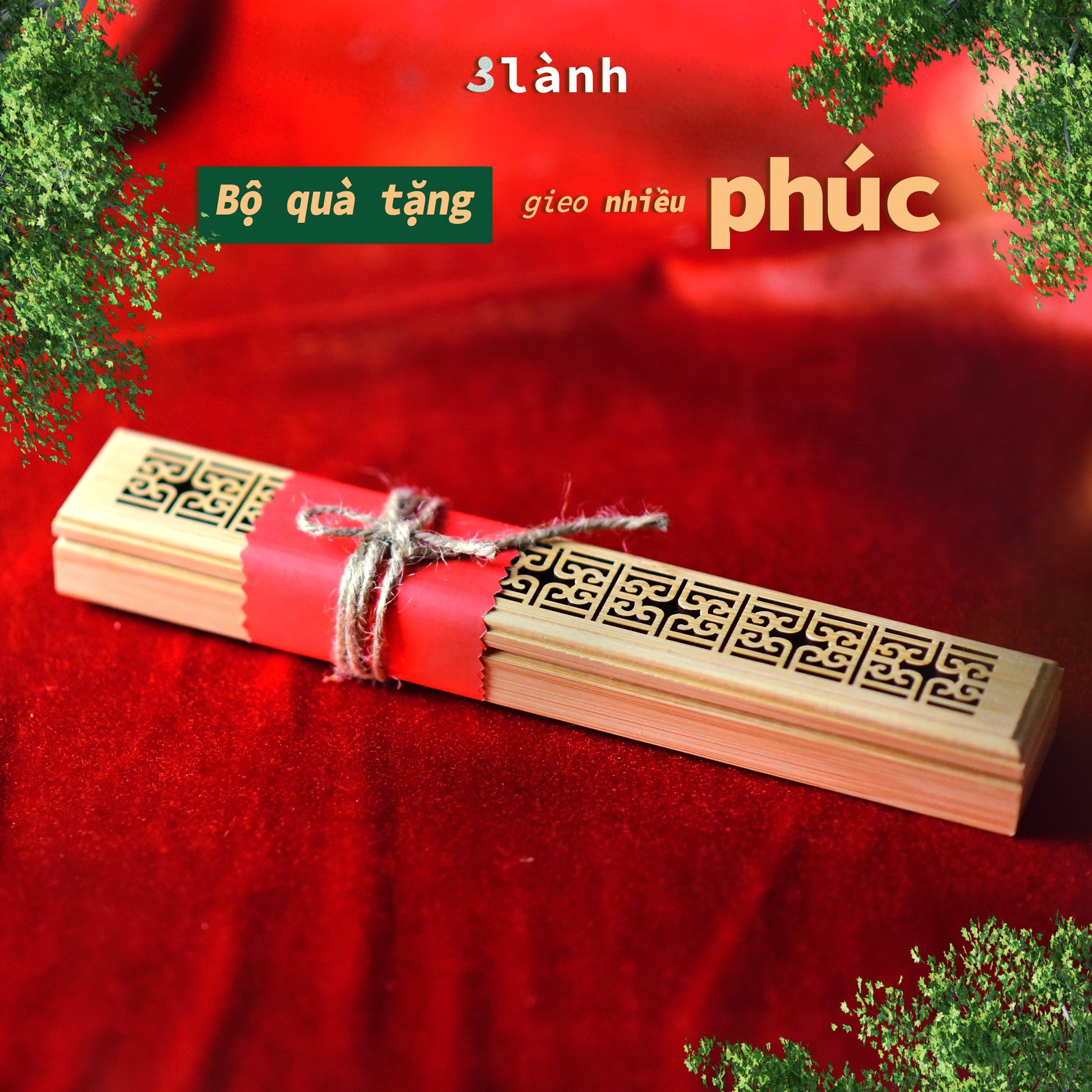 Bộ Quà Tặng Trầm Hương Cao Cấp Phúc 3 Lành Lễ Tết 2024 Giáng Sinh Mong An Yên Tài Lộc Phúc Lành Trang Trí Nhà Cửa - 3 Lanh
