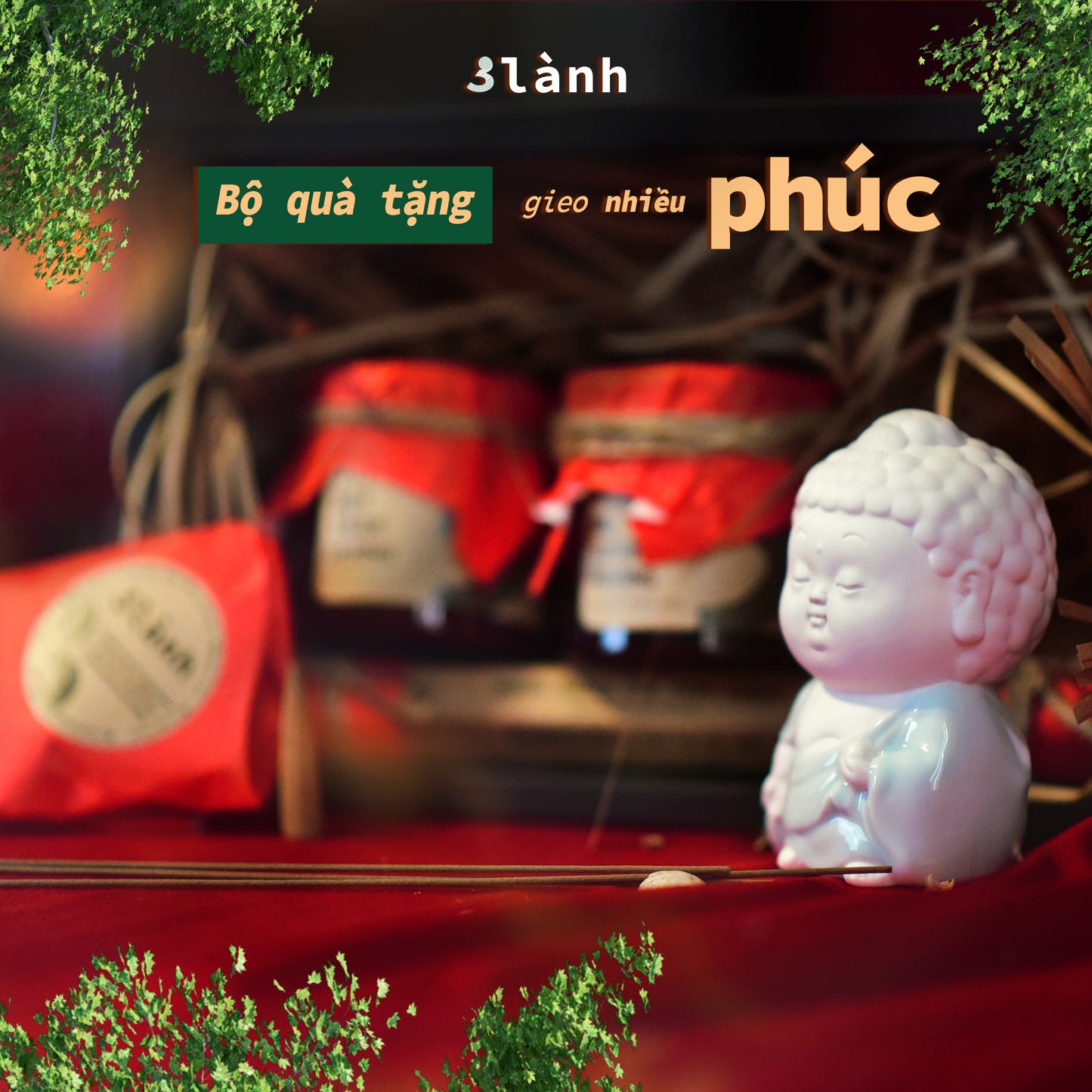Bộ Quà Tặng Trầm Hương Cao Cấp Phúc 3 Lành Lễ Tết 2024 Giáng Sinh Mong An Yên Tài Lộc Phúc Lành Trang Trí Nhà Cửa - 3 Lanh