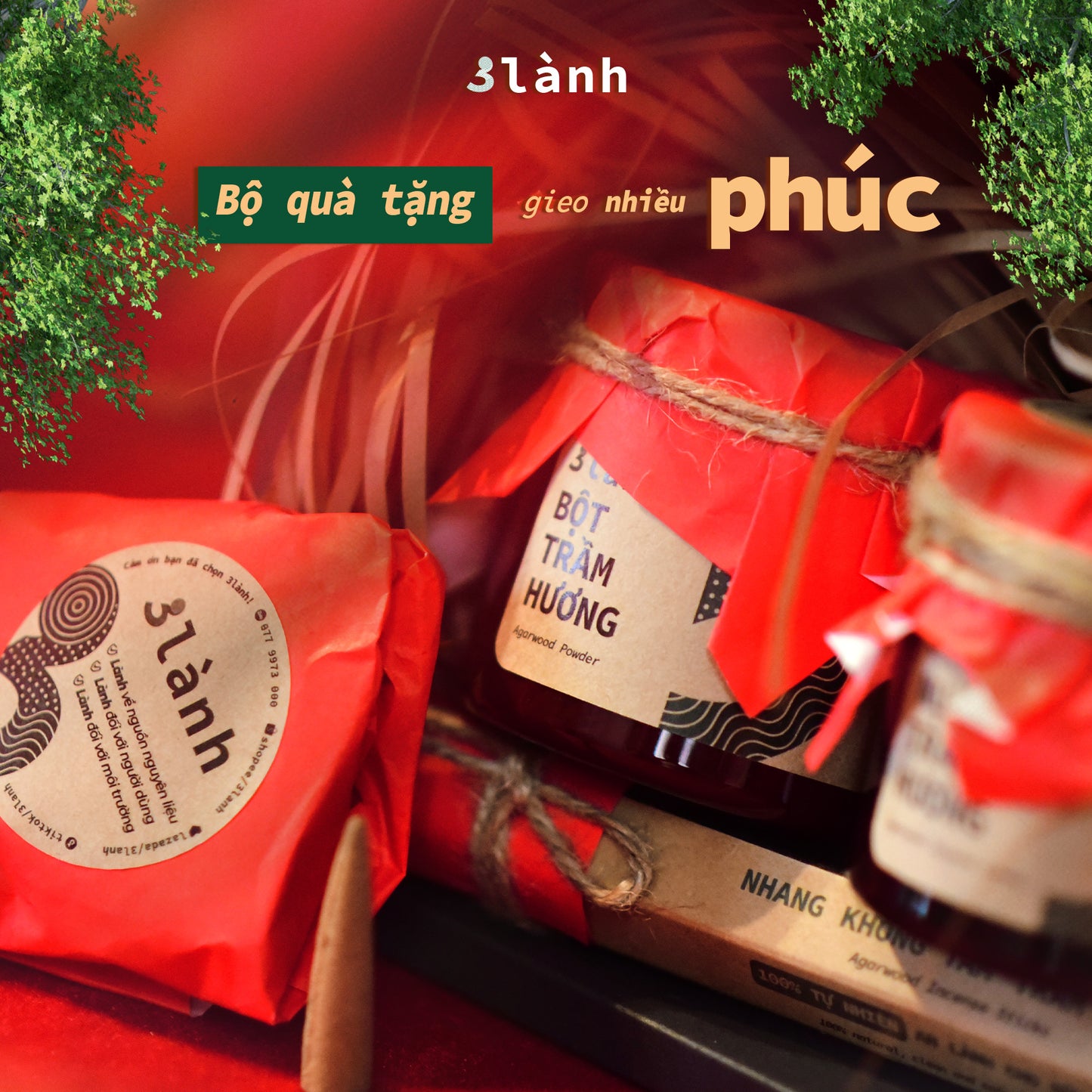 Bộ Quà Tặng Trầm Hương Cao Cấp Phúc 3 Lành Lễ Tết 2024 Giáng Sinh Mong An Yên Tài Lộc Phúc Lành Trang Trí Nhà Cửa - 3 Lanh