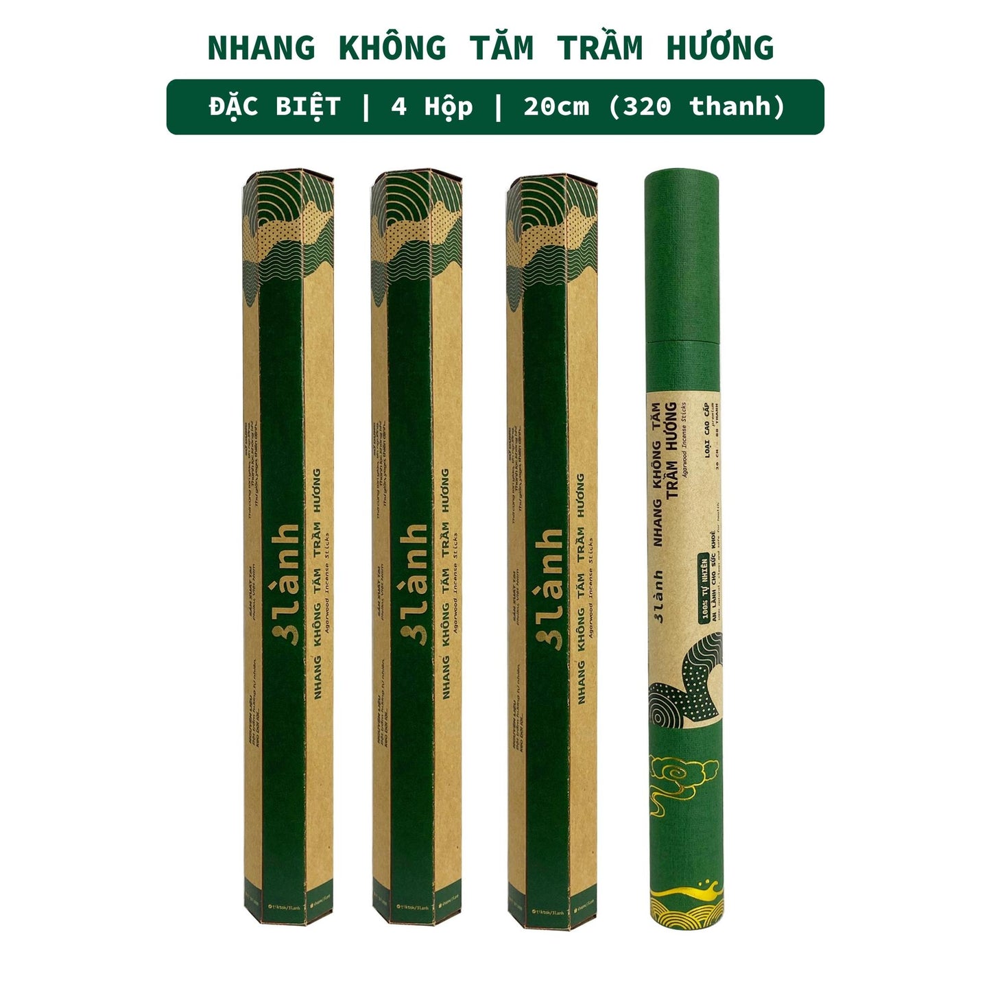 Nhang Không Tăm Trầm Hương Sạch Cao Cấp 3 Lành 20cm 30gr-150gr Tự Nhiên 100% Ít Khói 12-15 Năm Trầm Thờ Cúng Thư Giãn - 3 Lanh