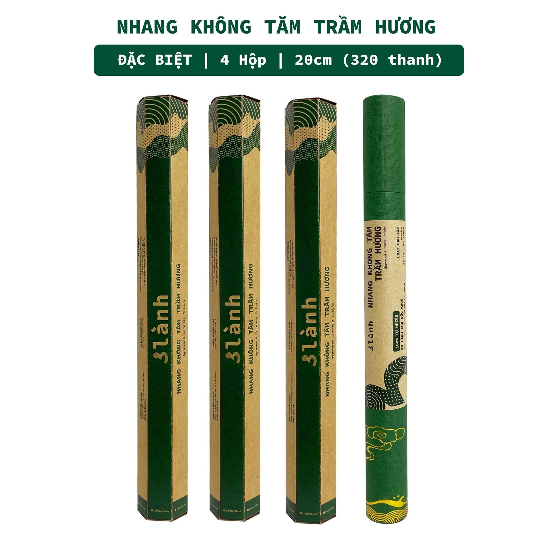 Nhang Không Tăm Trầm Hương Sạch Cao Cấp 3 Lành 20cm 30gr-150gr Tự Nhiên 100% Ít Khói 12-15 Năm Trầm Thờ Cúng Thư Giãn - 3 Lanh