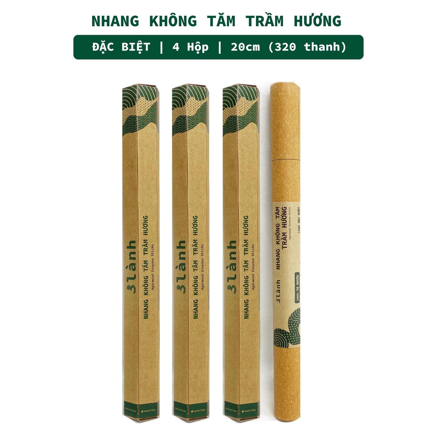 Nhang Không Tăm Trầm Hương Sạch Đặc Biệt 3 Lành 20cm 30gr-150gr Tự Nhiên 100% Ít Khói 7-12 Năm Trầm Thờ Cúng Thư Giãn - 3 Lanh