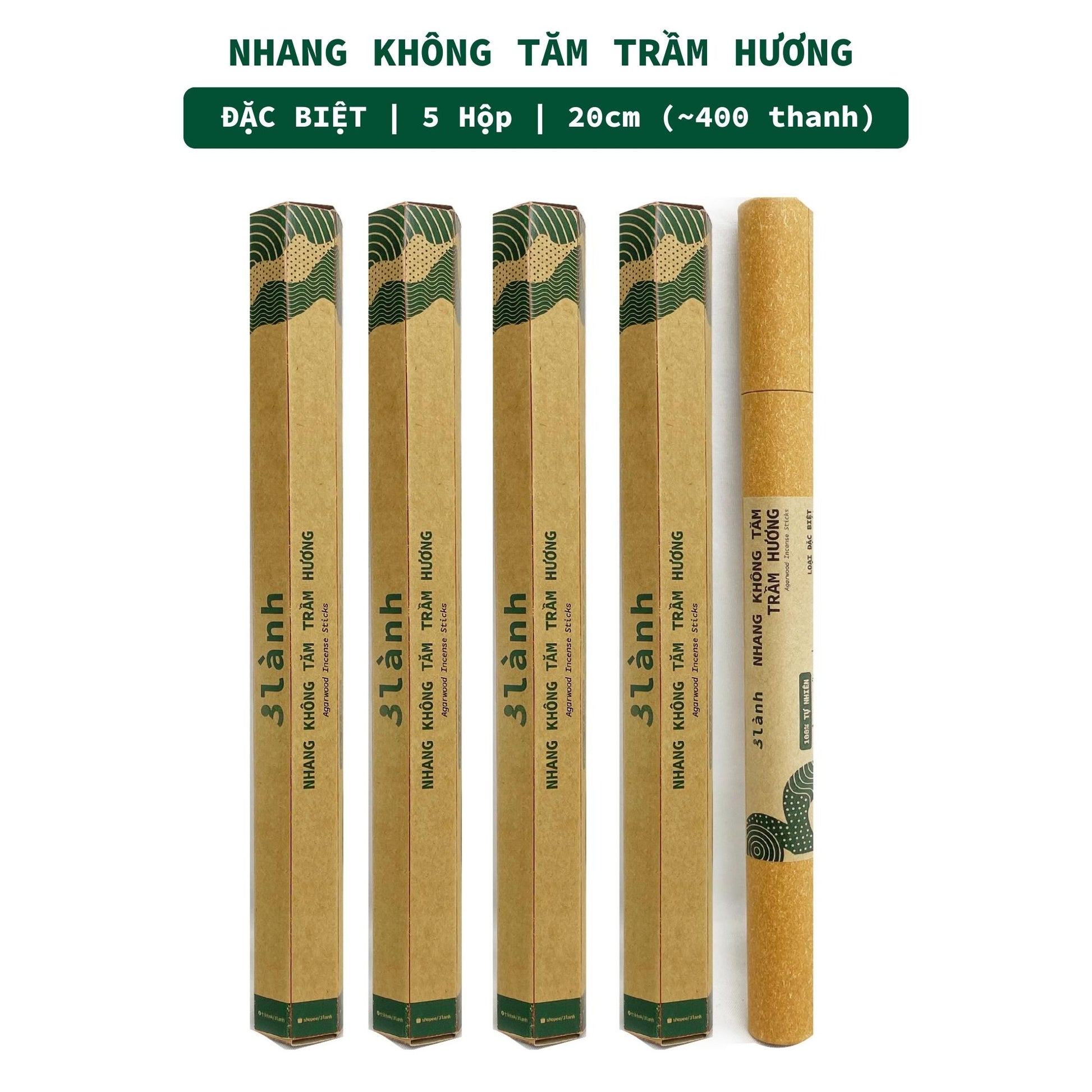 Nhang Không Tăm Trầm Hương Sạch Đặc Biệt 3 Lành 20cm 30gr-150gr Tự Nhiên 100% Ít Khói 7-12 Năm Trầm Thờ Cúng Thư Giãn - 3 Lanh