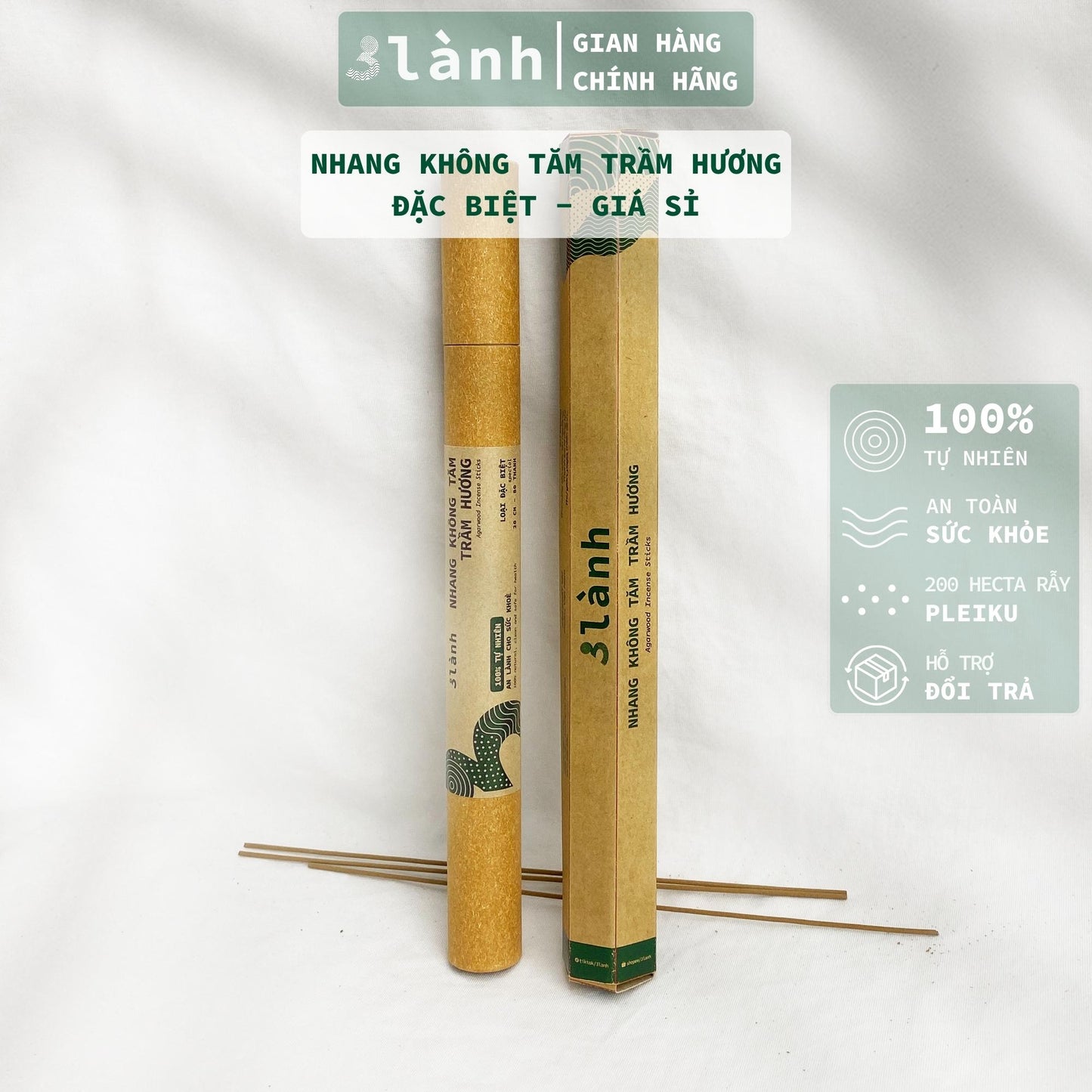 Nhang Không Tăm Trầm Hương Sạch Đặc Biệt 3 Lành 20cm 30gr-150gr Tự Nhiên 100% Ít Khói 7-12 Năm Trầm Thờ Cúng Thư Giãn - 3 Lanh