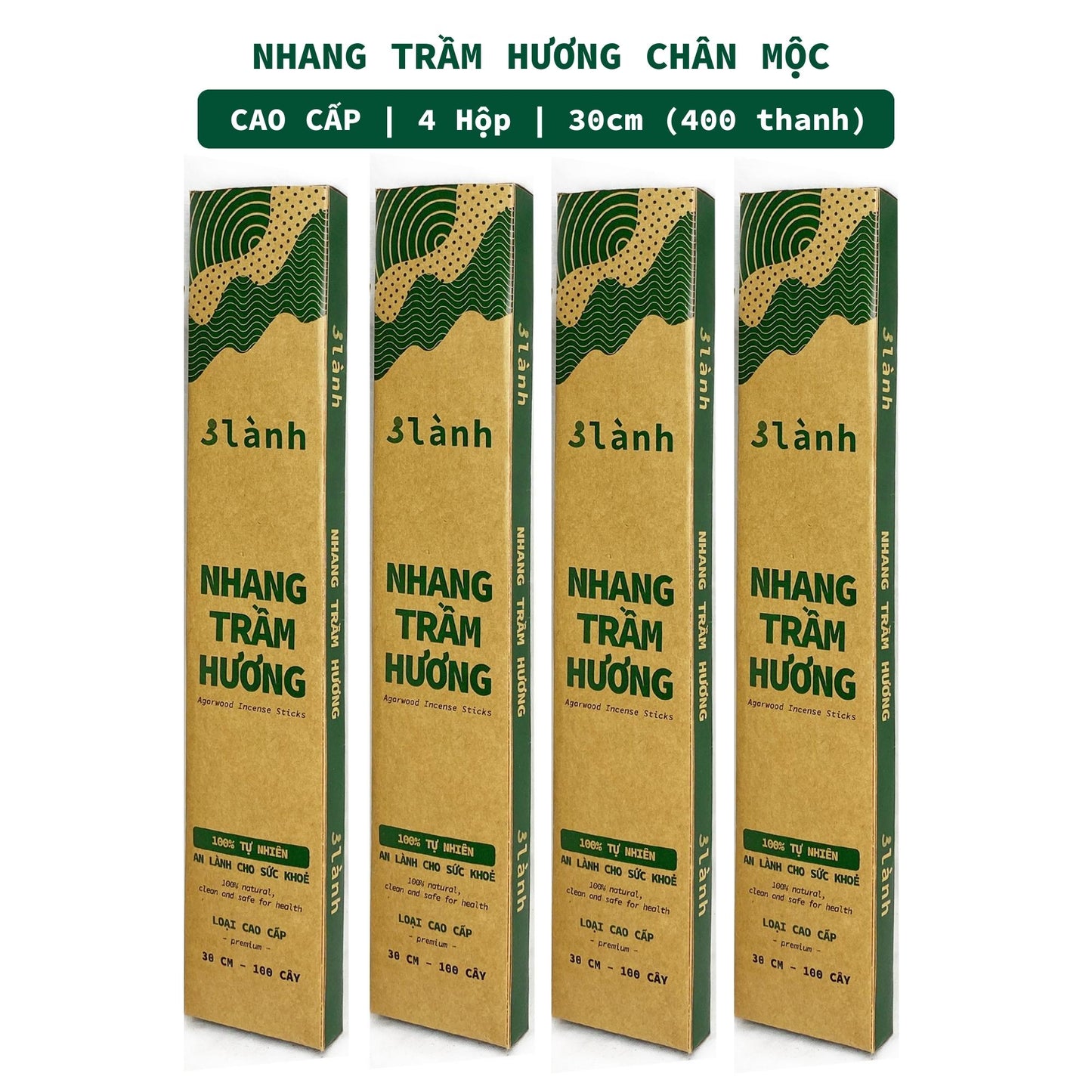 Nhang Trầm Hương Sạch Cao Cấp 30-40cm Hộp 100-400gr 3 Lành Tự Nhiên 100% Không Hóa Chất 7-12 Năm Trầm Thờ Cúng Thư Giãn - 3 Lanh