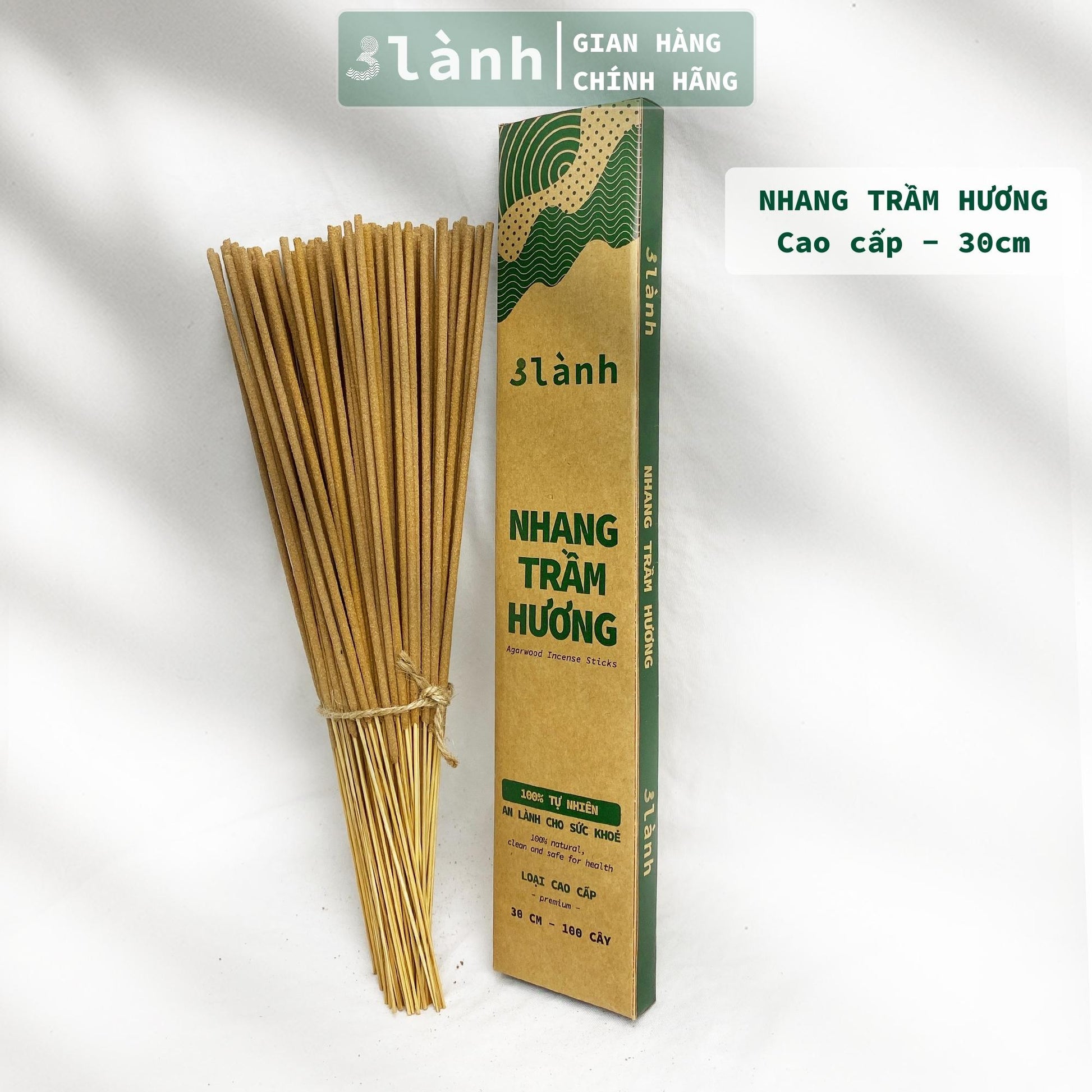 Nhang Trầm Hương Sạch Cao Cấp 30-40cm Hộp 100-400gr 3 Lành Tự Nhiên 100% Không Hóa Chất 7-12 Năm Trầm Thờ Cúng Thư Giãn - 3 Lanh