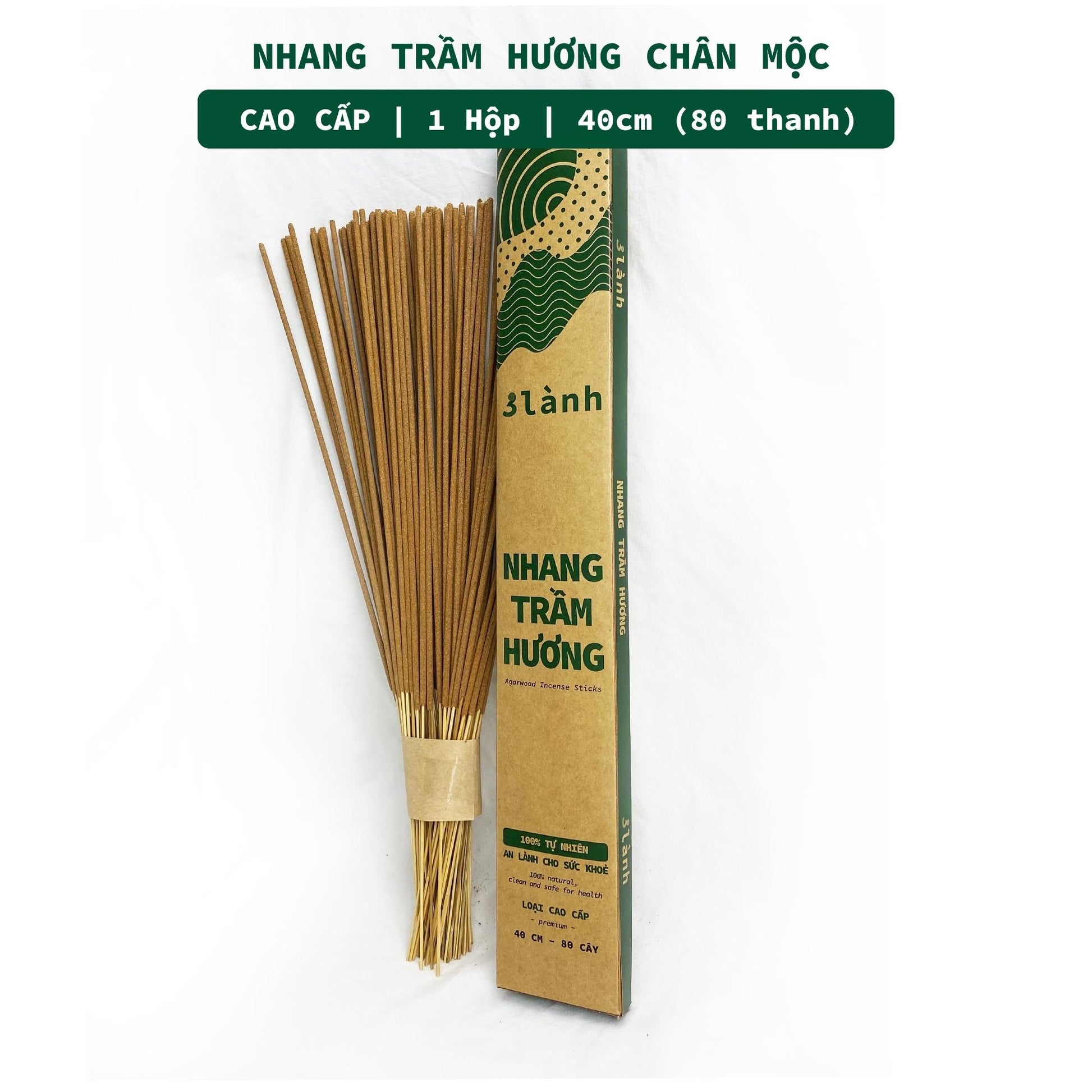 Nhang Trầm Hương Sạch Cao Cấp 30-40cm Hộp 100-400gr 3 Lành Tự Nhiên 100% Không Hóa Chất 7-12 Năm Trầm Thờ Cúng Thư Giãn - 3 Lanh