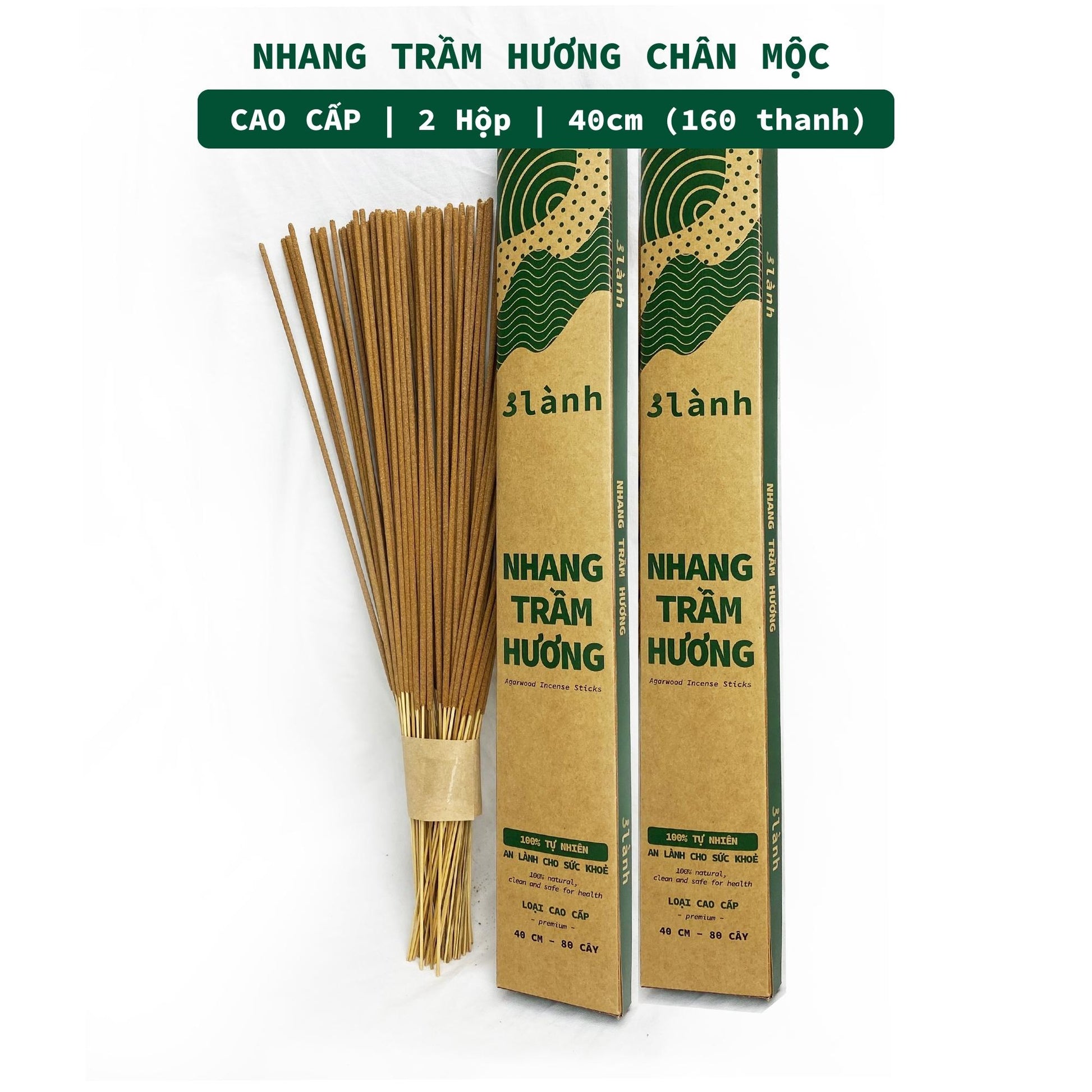 Nhang Trầm Hương Sạch Cao Cấp 30-40cm Hộp 100-400gr 3 Lành Tự Nhiên 100% Không Hóa Chất 7-12 Năm Trầm Thờ Cúng Thư Giãn - 3 Lanh