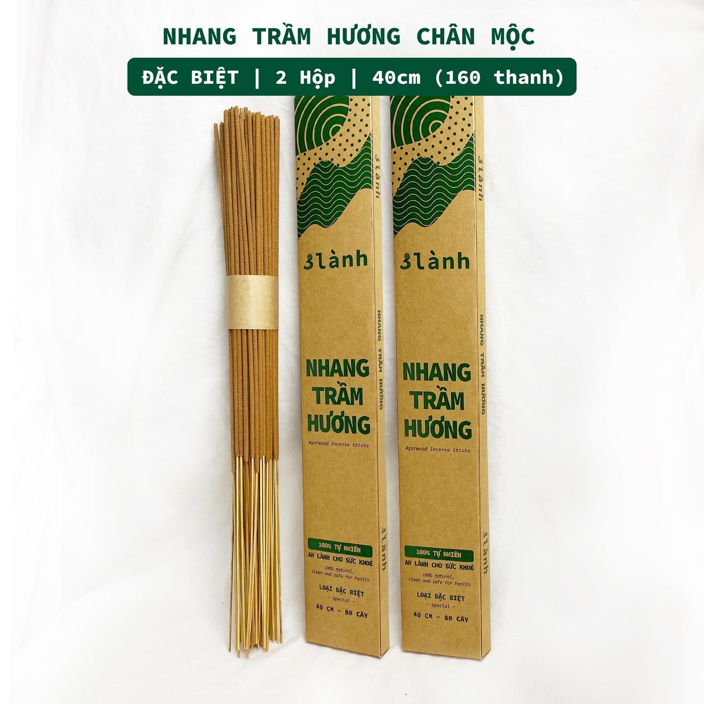 Nhang Trầm Hương Sạch Đặc Biệt 30-40cm Hộp 100-400gr 3 Lành Tự Nhiên 100% Không Hóa Chất 7-12 Năm Trầm Thờ Cúng Thư Giãn - 3 Lanh