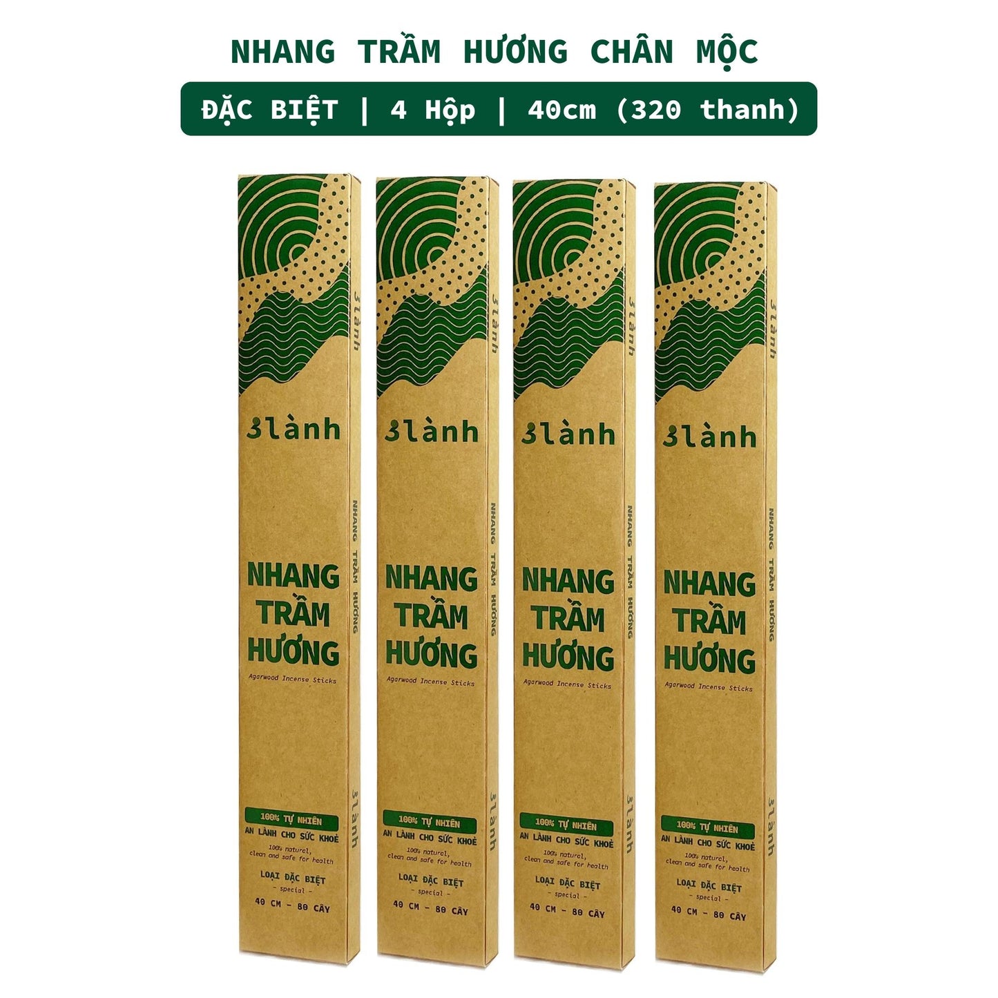 Nhang Trầm Hương Sạch Đặc Biệt 30-40cm Hộp 100-400gr 3 Lành Tự Nhiên 100% Không Hóa Chất 7-12 Năm Trầm Thờ Cúng Thư Giãn - 3 Lanh