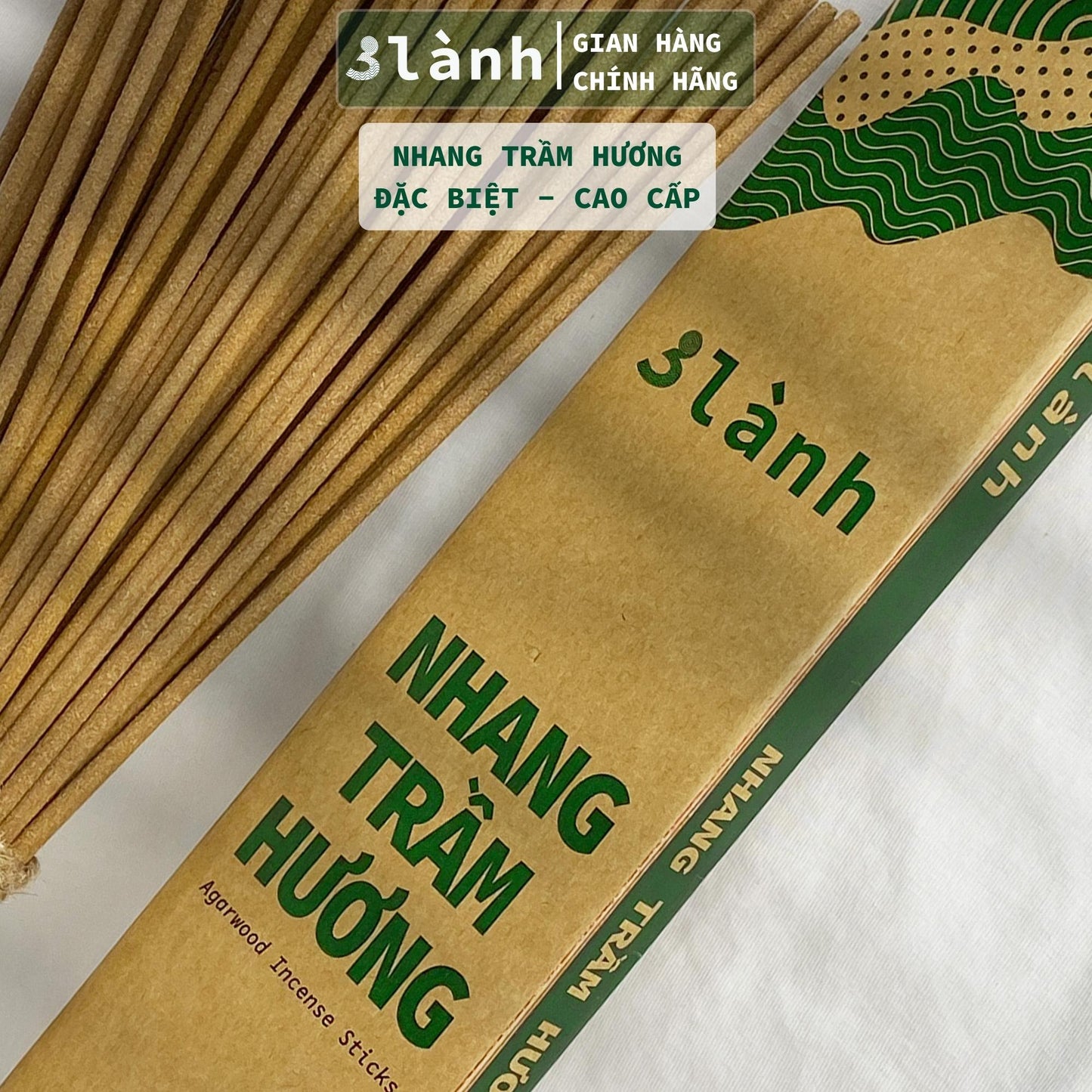 Nhang Trầm Hương Sạch Đặc Biệt Cao Cấp 30-40cm Hộp 0.5-1kg 3 Lành Tự Nhiên 100% Không Hóa Chất 7-15 Năm Trầm Thờ Cúng - 3 Lanh