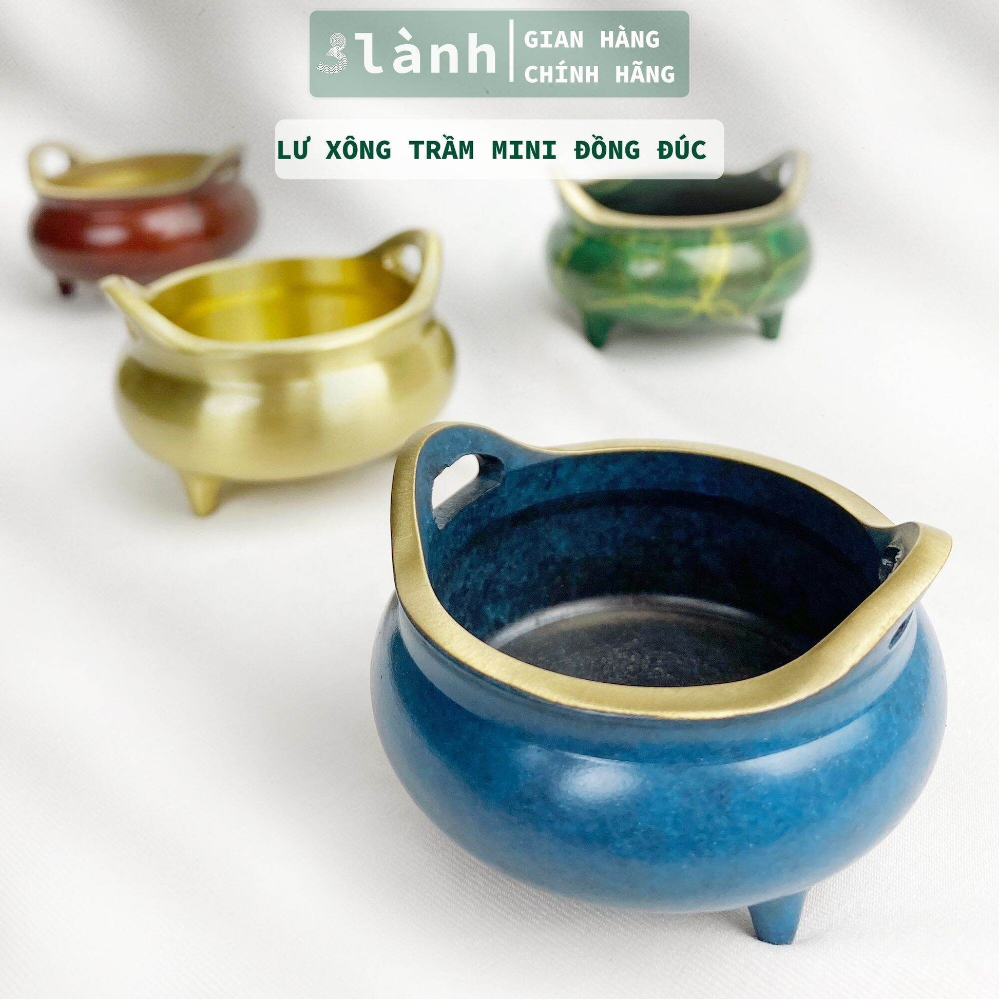 Lư Xông Nhang Trầm Hương Đồng Đúc Loại Mini 4cm Màu Phong Thủy Trang Trí Nhà Cửa Bàn Thờ Dâng Hương Thư Giãn Tài Lộc Quà 11.11 - 3 Lanh