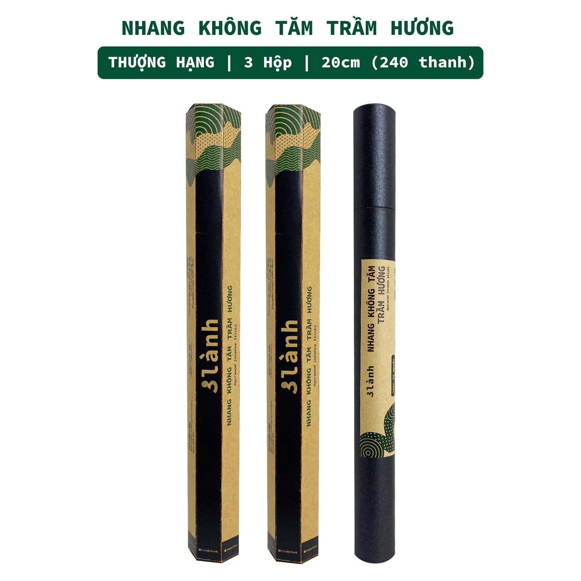 Nhang Không Tăm Trầm Hương Thượng Hạng 3 Lành 20cm, 30-150gr Tự Nhiên 100% Ít Khói >15 Năm Trầm Thờ Cúng Thư Giãn Tài Lộc Quà 11.11 - 3 Lanh