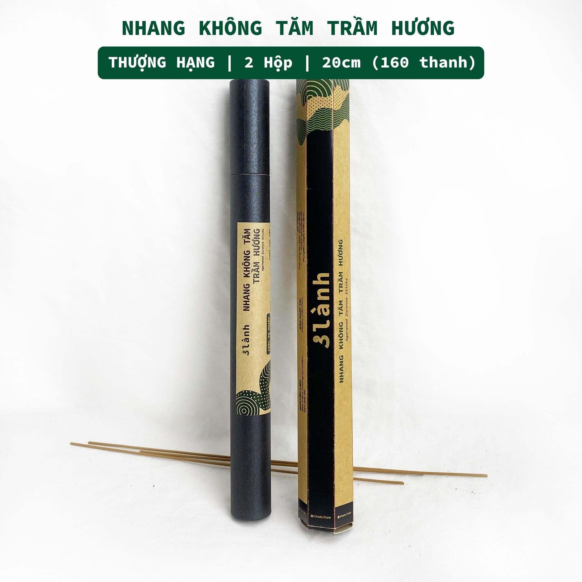 Nhang Không Tăm Trầm Hương Thượng Hạng 3 Lành 20cm, 30-150gr Tự Nhiên 100% Ít Khói >15 Năm Trầm Thờ Cúng Thư Giãn Tài Lộc Quà 11.11 - 3 Lanh